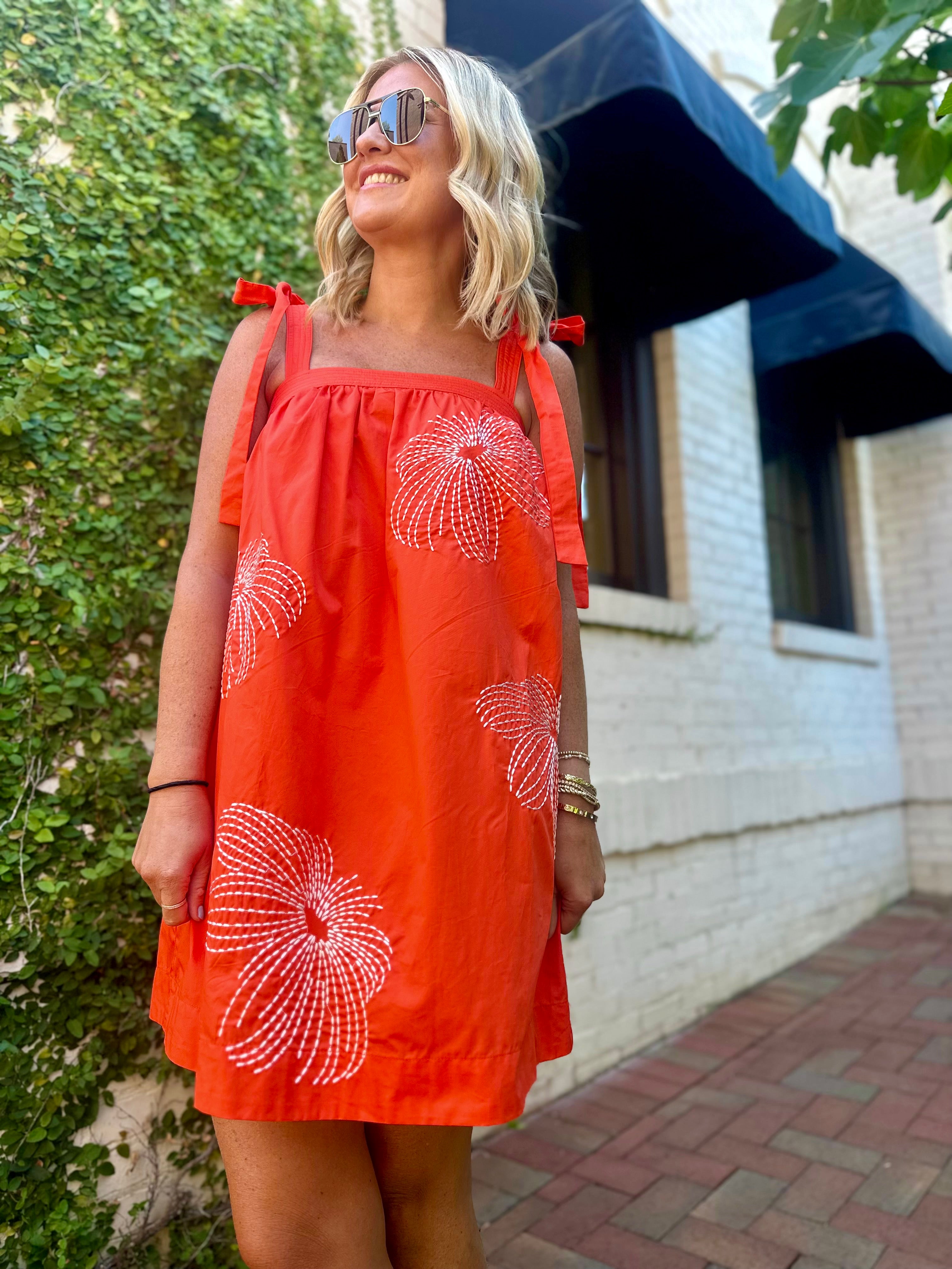 Golden Hour Embroidered Sleeveless Mini Dress