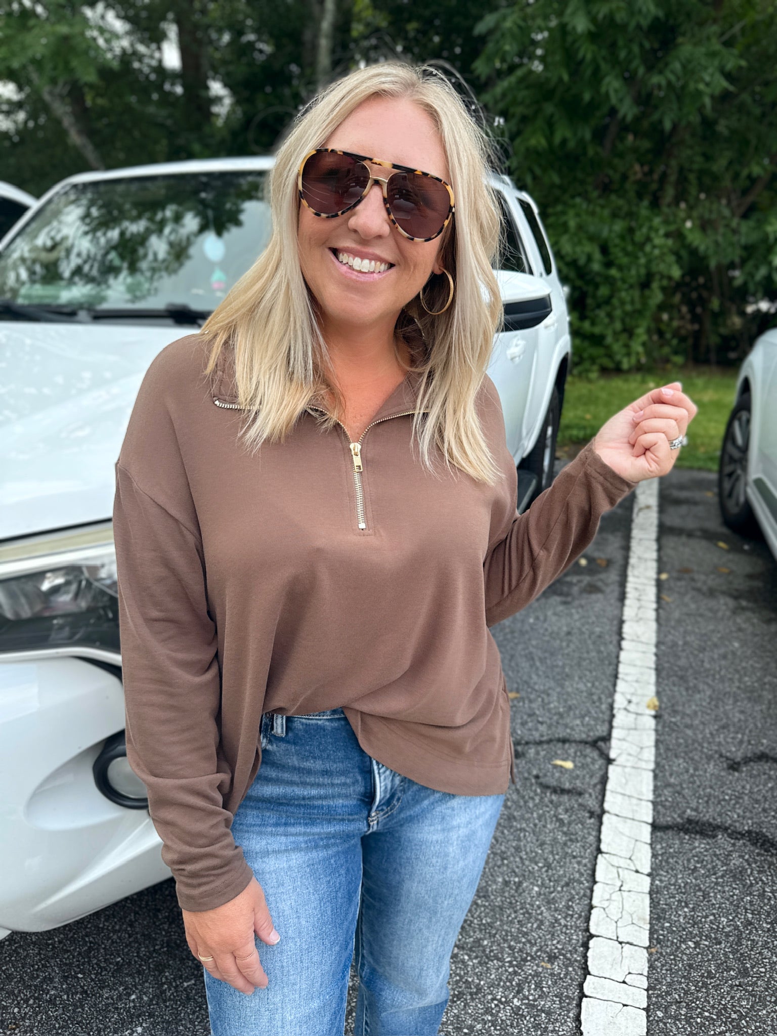 Take Me Back Light Weight Half Zip Sweatshirt