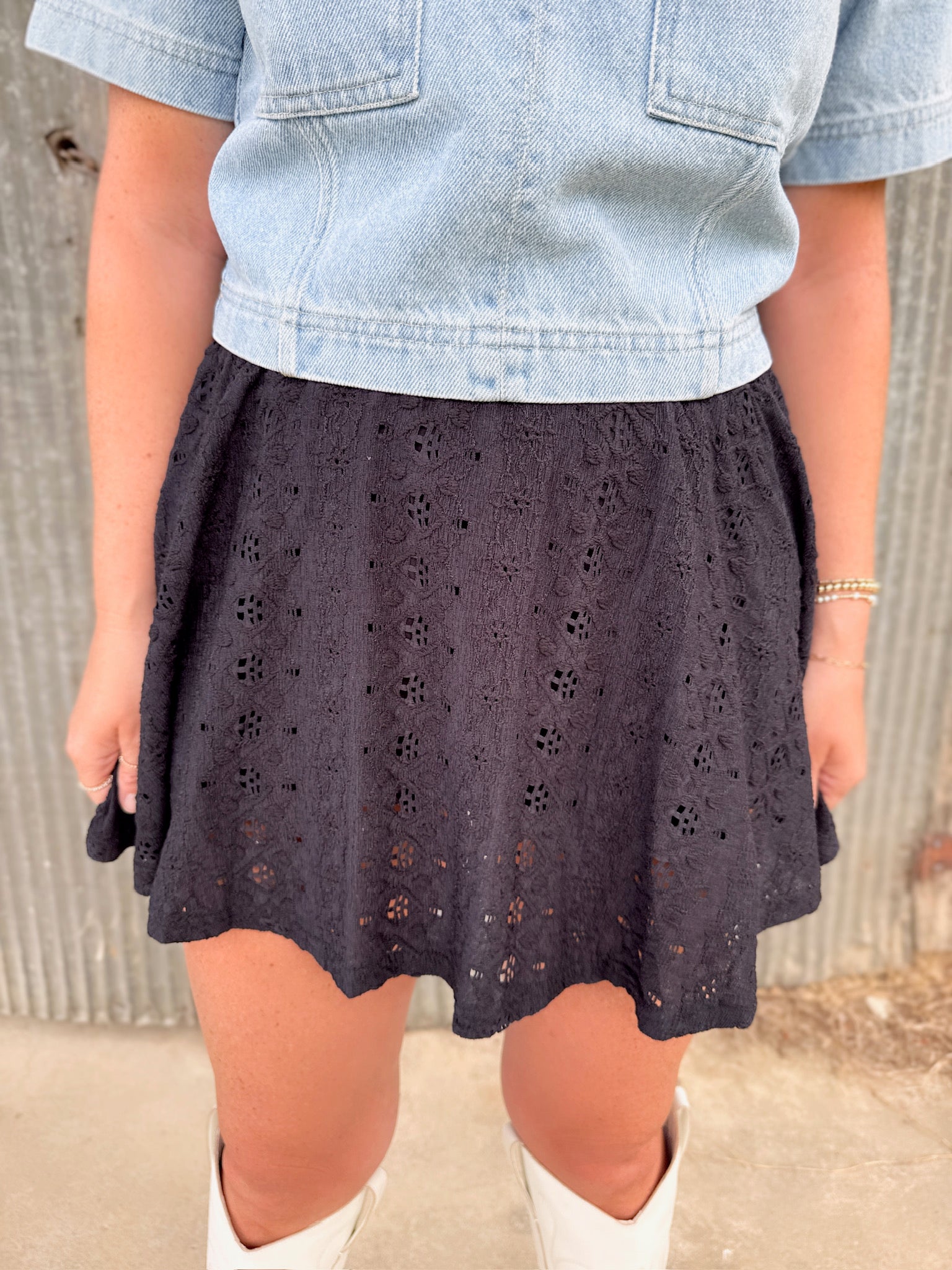 Something for You Elastic Waist Eyelet Skort
