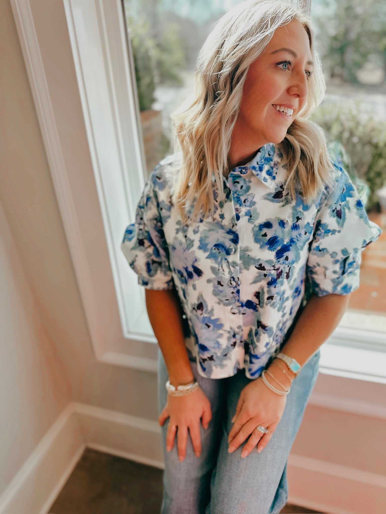 You Made Me Think of You Floral Denim Top