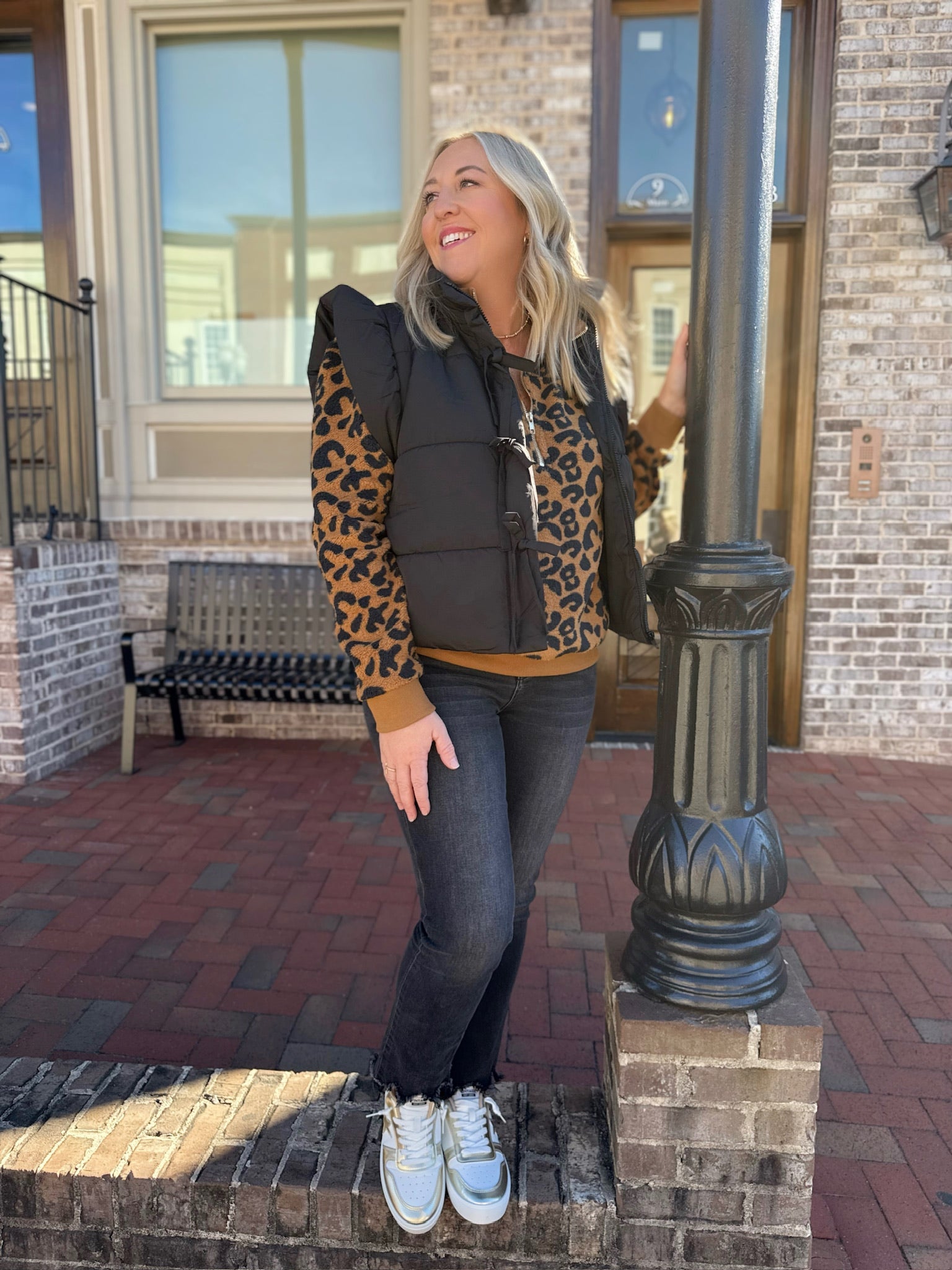 Show You Love Flutter Sleeve Zip Up Puffer Vest in Black