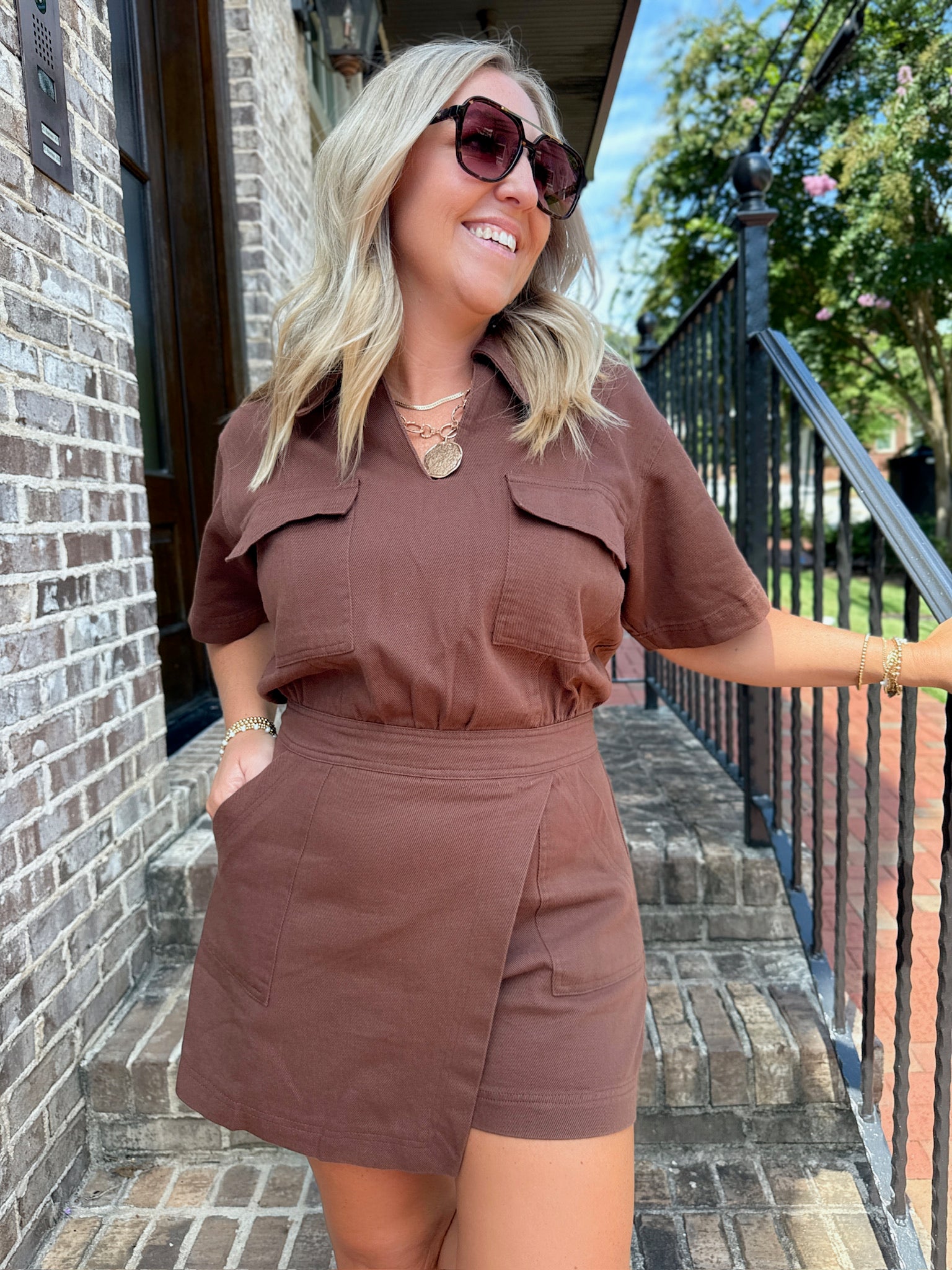 Inside My Head Denim Romper with Wrap Front