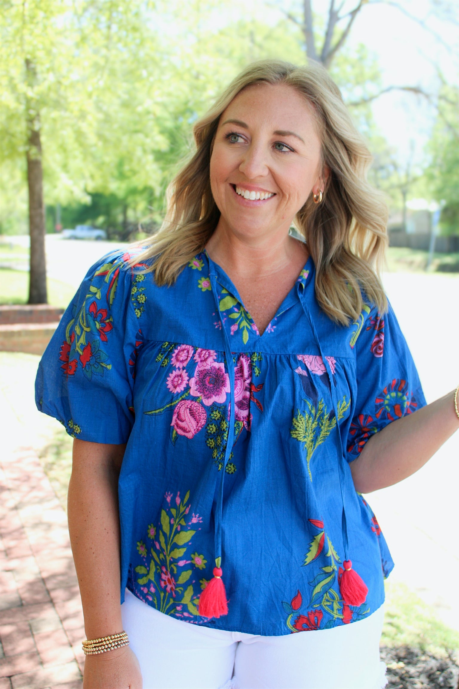 Always There Puff Sleeve Floral Top