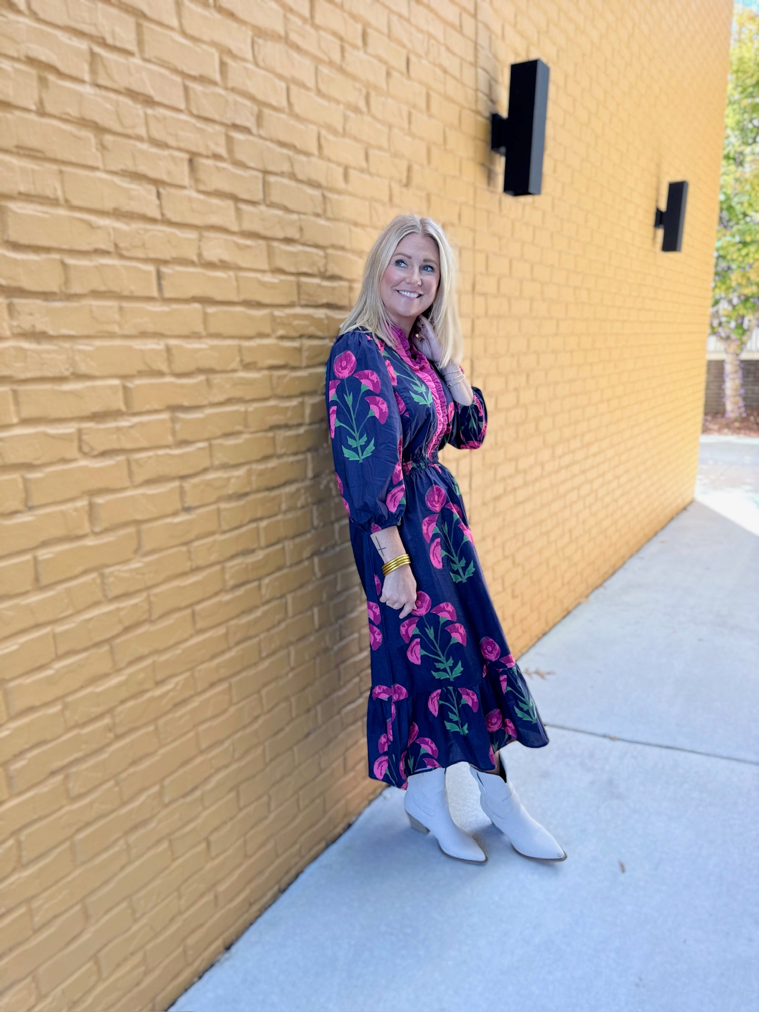 Pocket Full Of Posies Long Sleeve Midi Dress