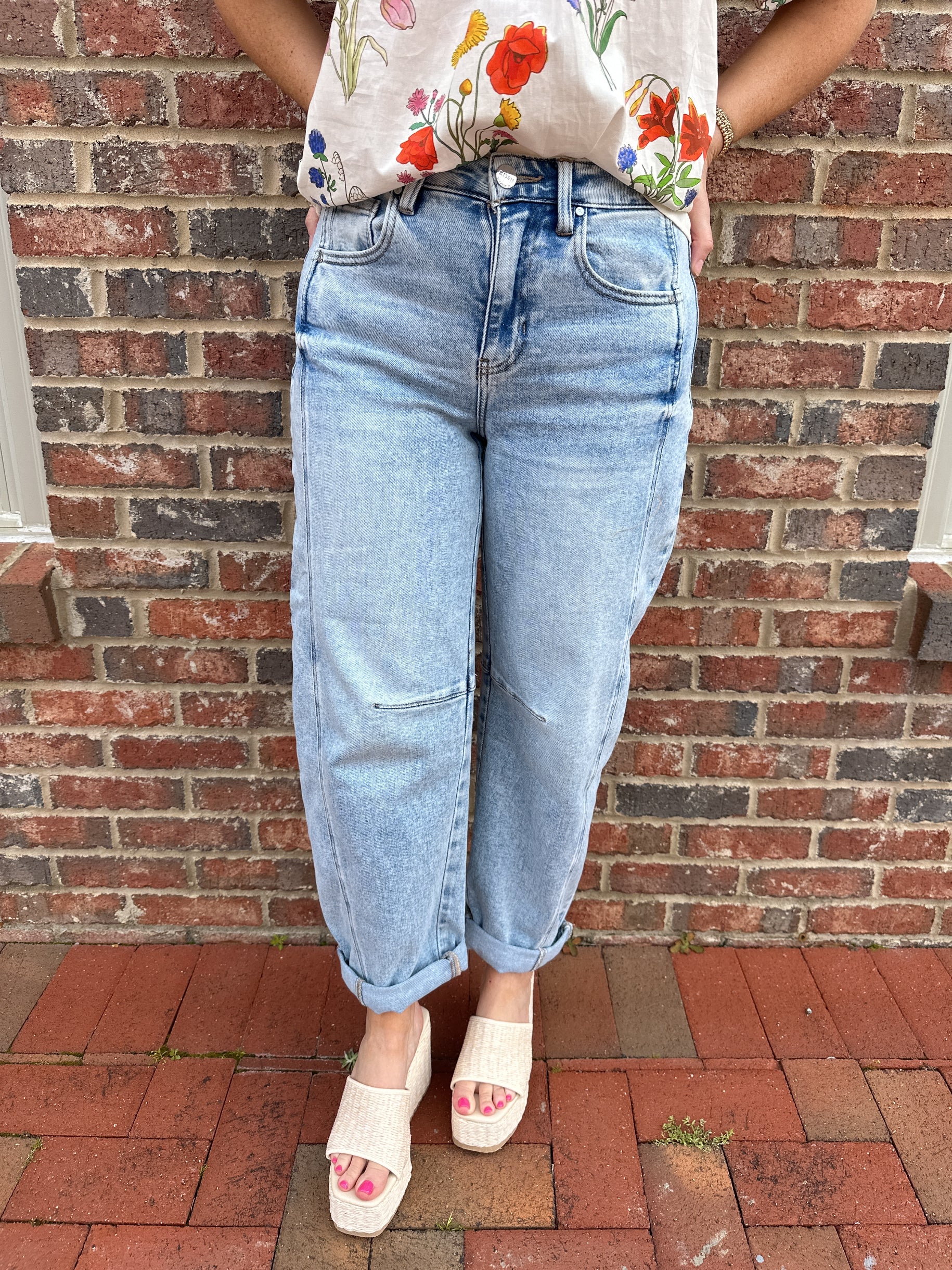 Heard It Was Love High RIse Cuffed Barrel Jeans