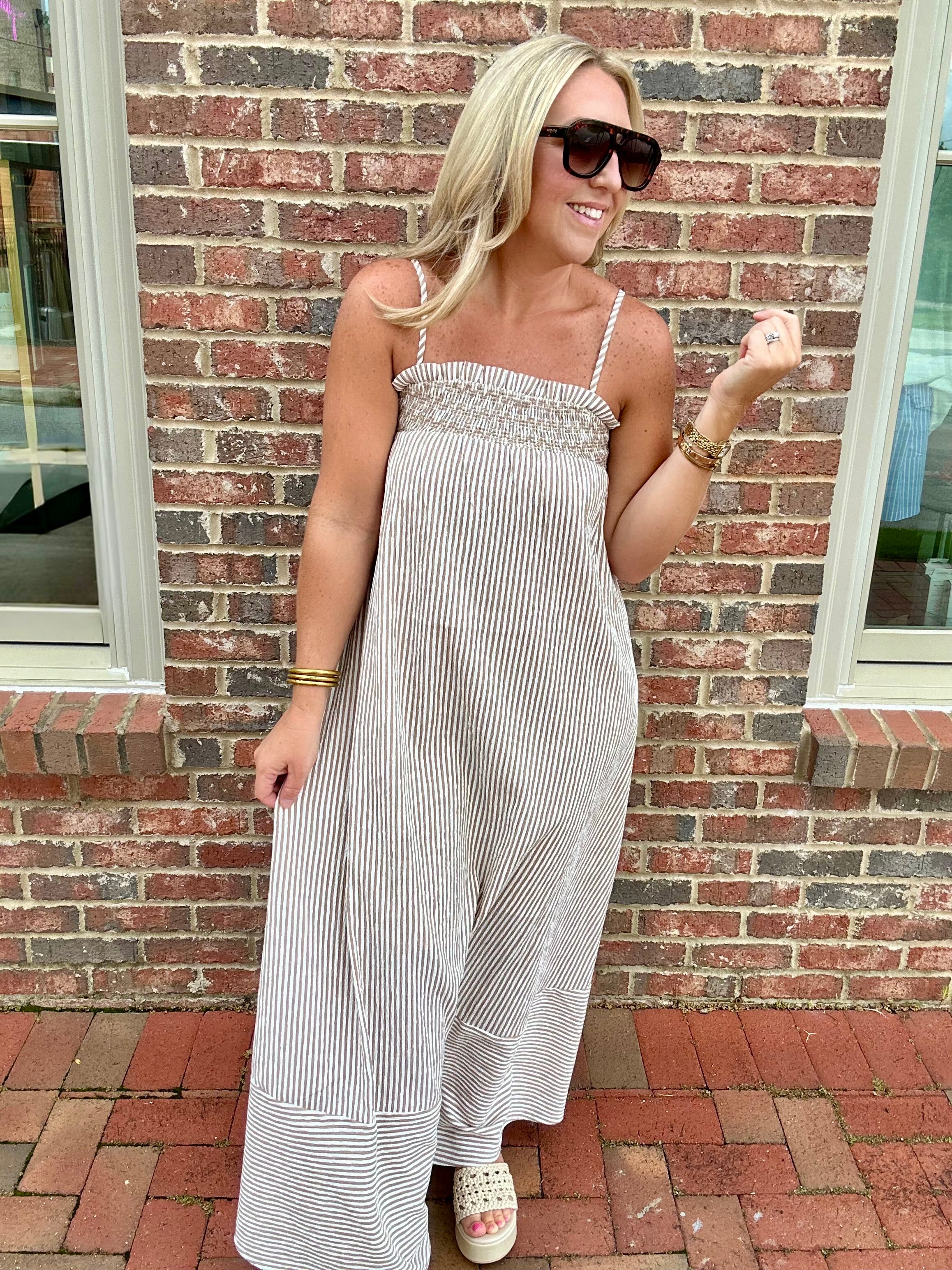 Looking into Your Eyes Striped Maxi Dress