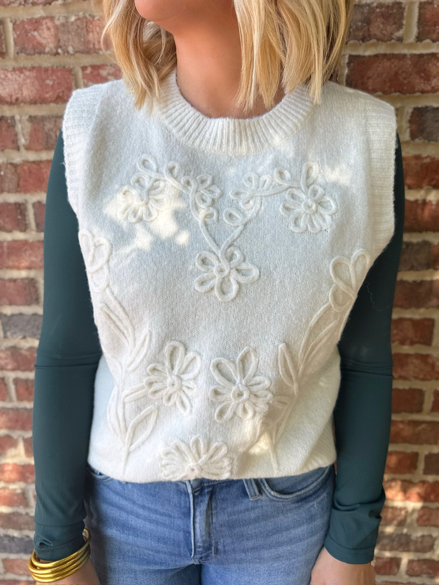 Get To Knowing You Floral Embroidered Sweater Vest