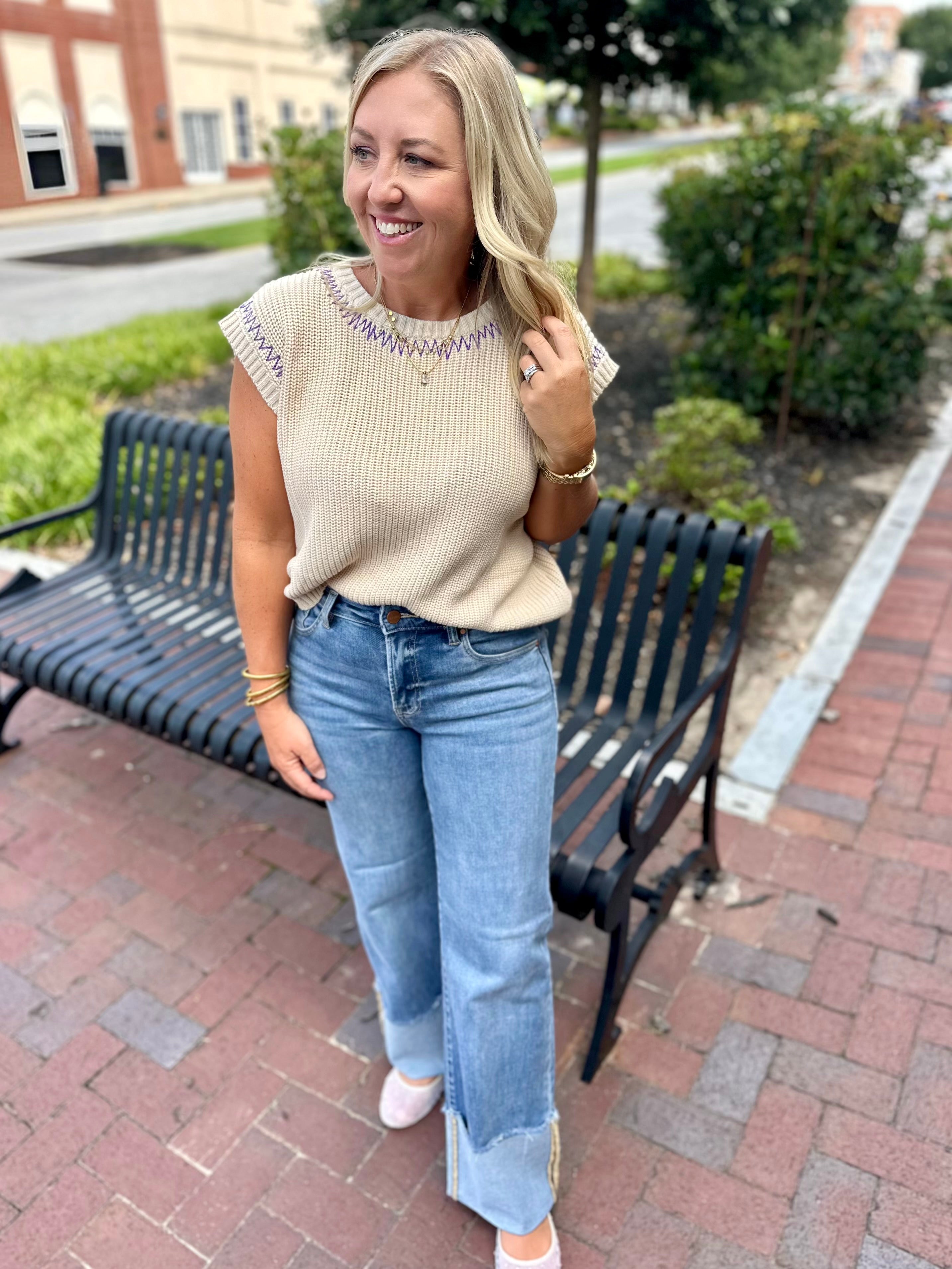Keep It Cute Zigzag Stitch Sweater