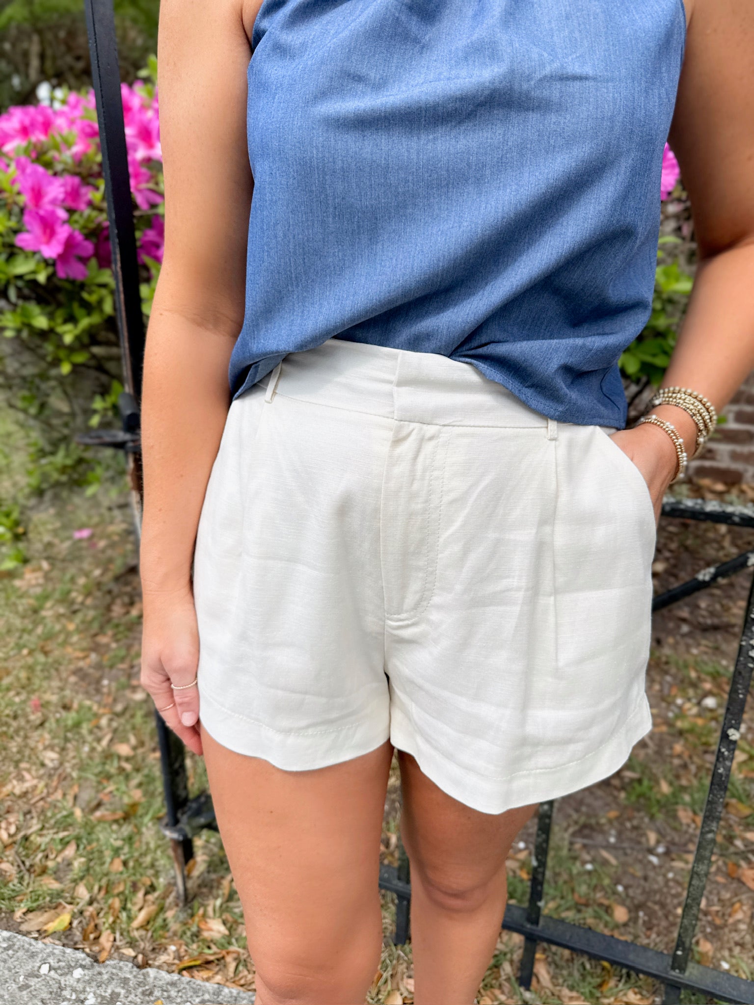 Flower Shop High Waisted Linen Shorts