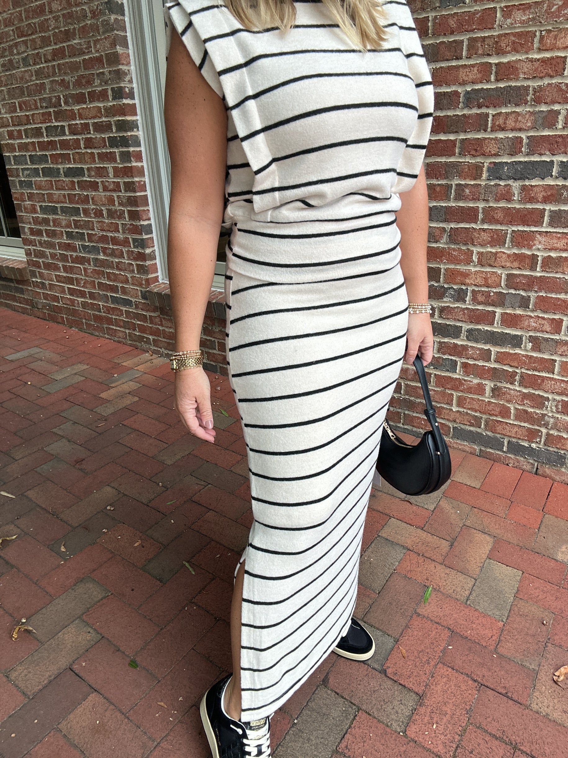 Leave It Up To Me Striped Super Soft Knit Skirt Set