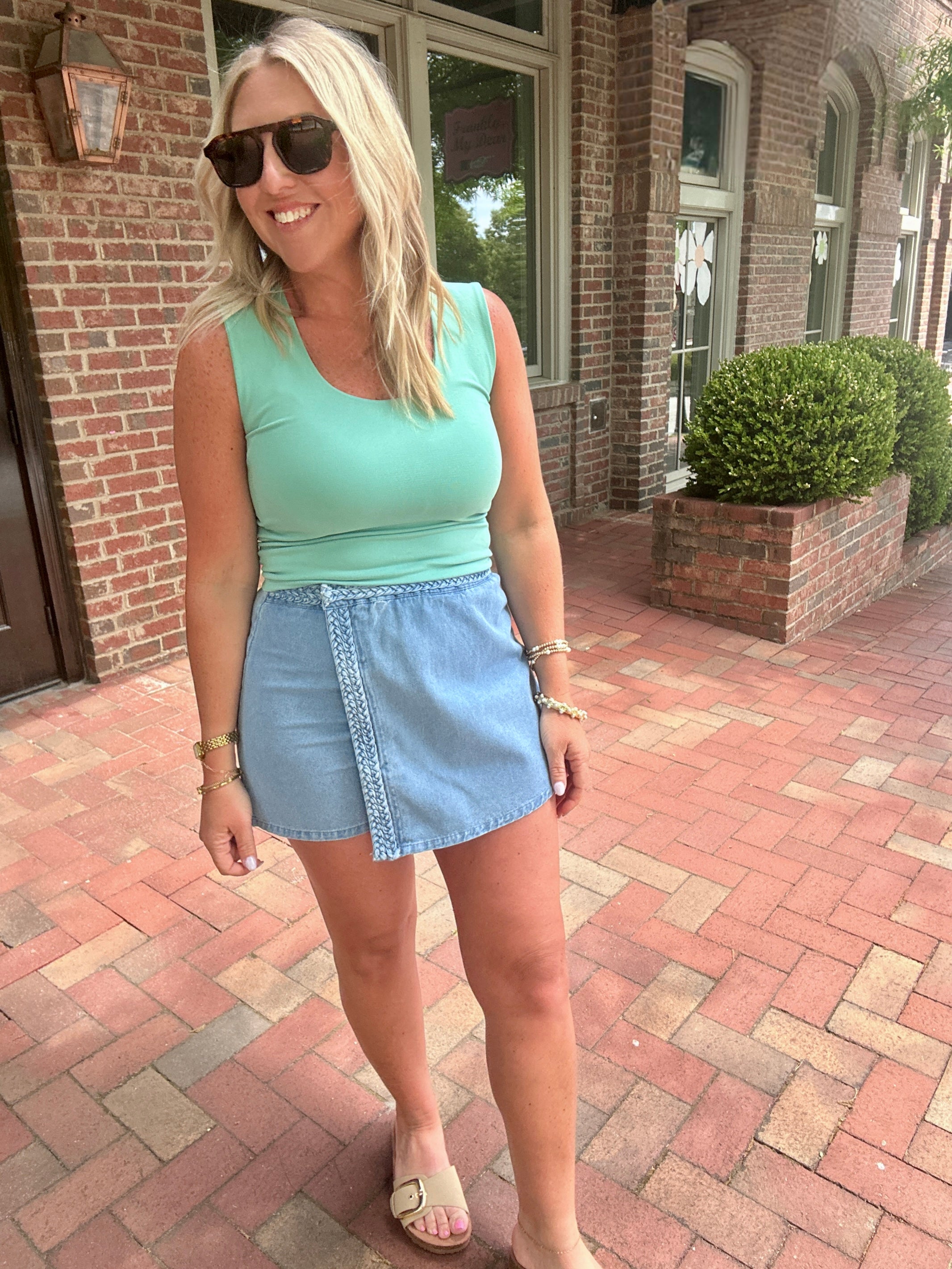 The Basic Double Layered Seamless Tank Top in Moss