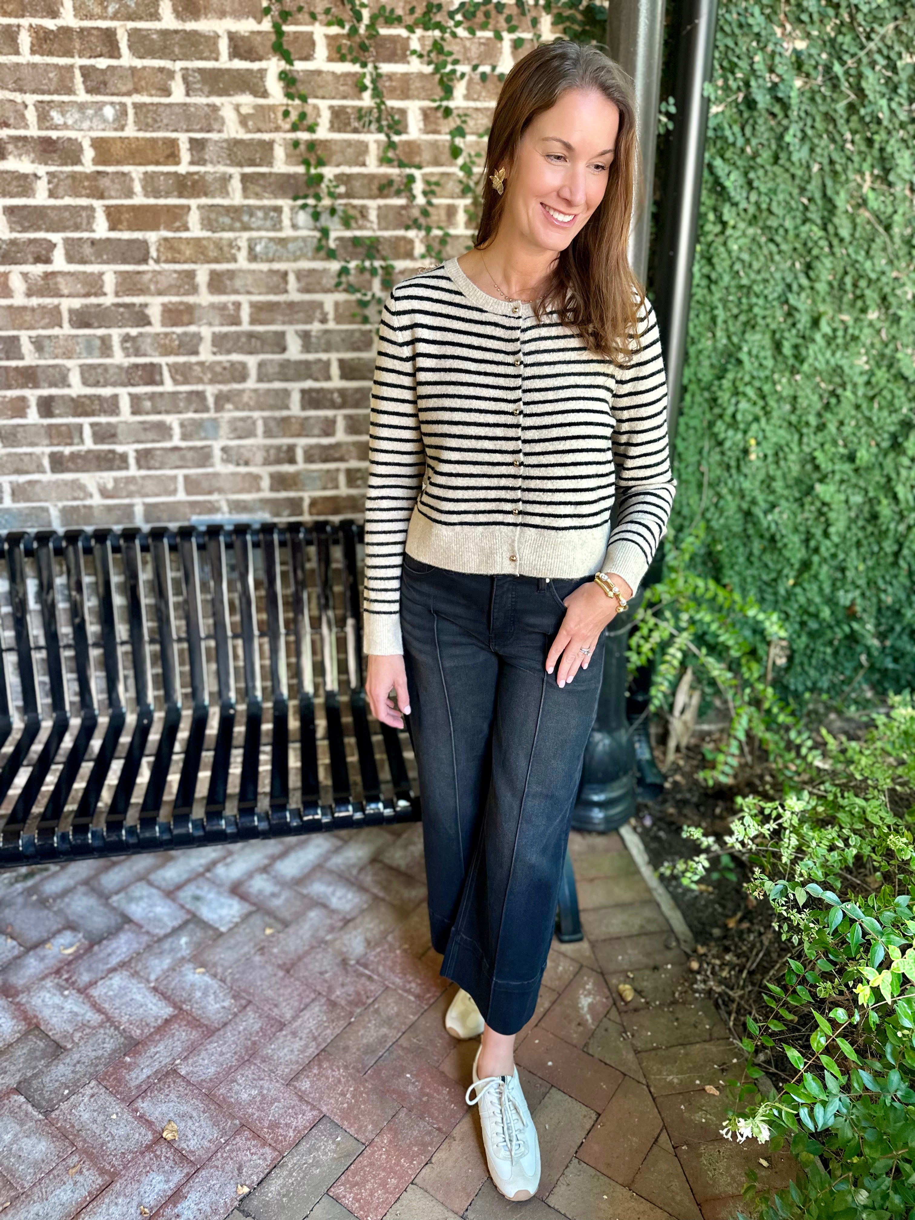 Palmer Striped Button-Up Knit Cardigan