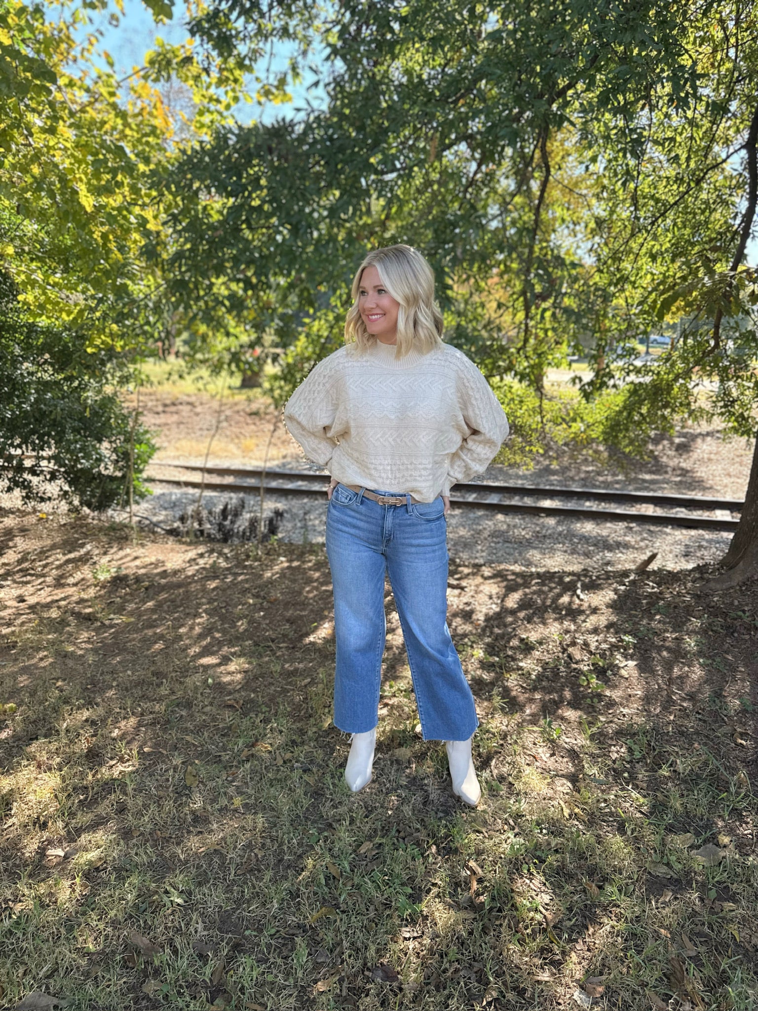 Choosing Texas Cozy Cable Knit Cropped Sweater