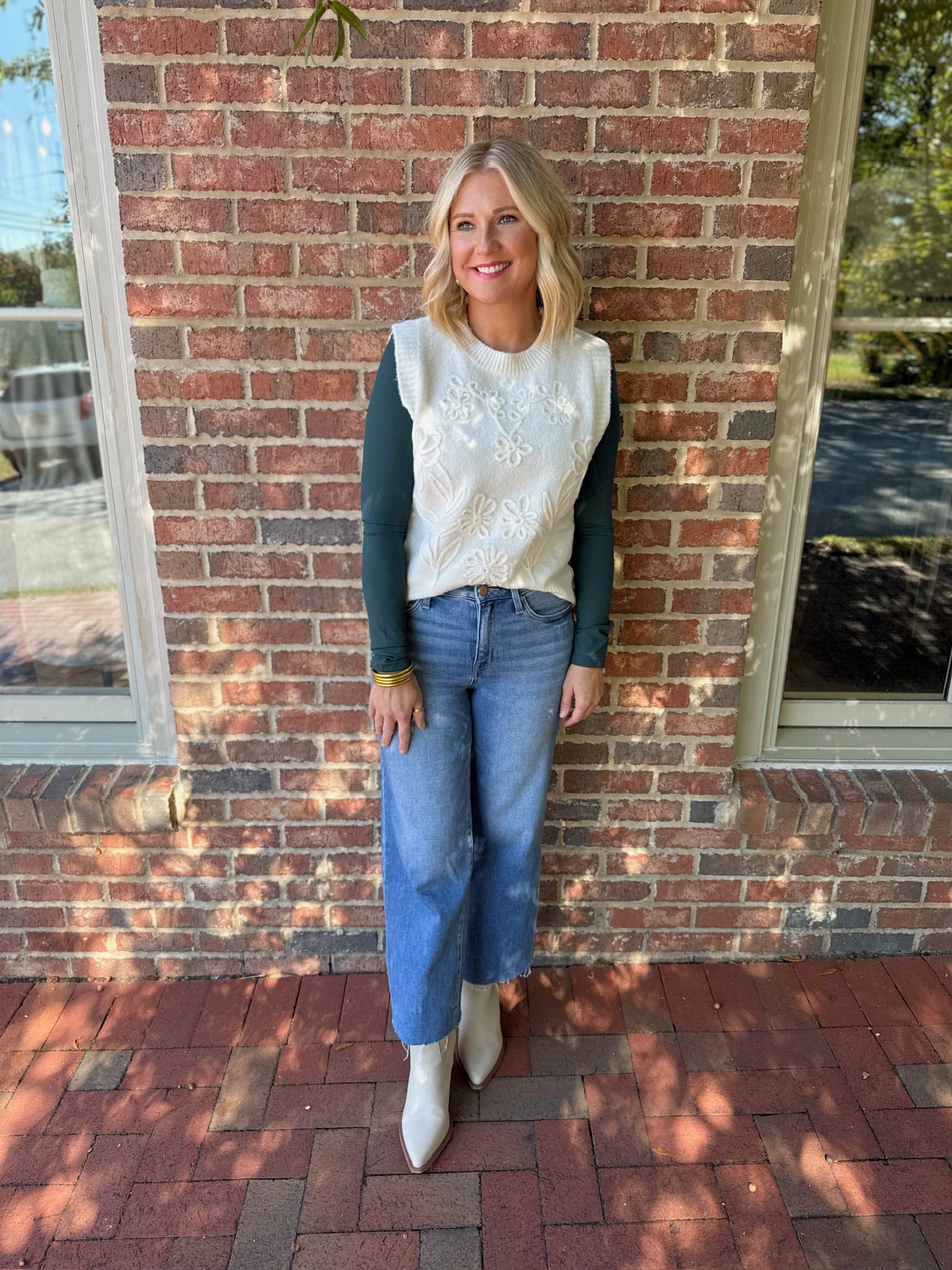 For A Moment Square Neck Long Sleeve Top