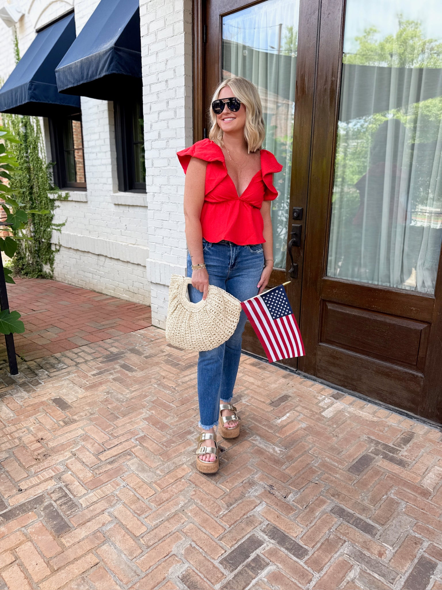 Kind of Love Vneck Flutter Sleeve Peplum Top