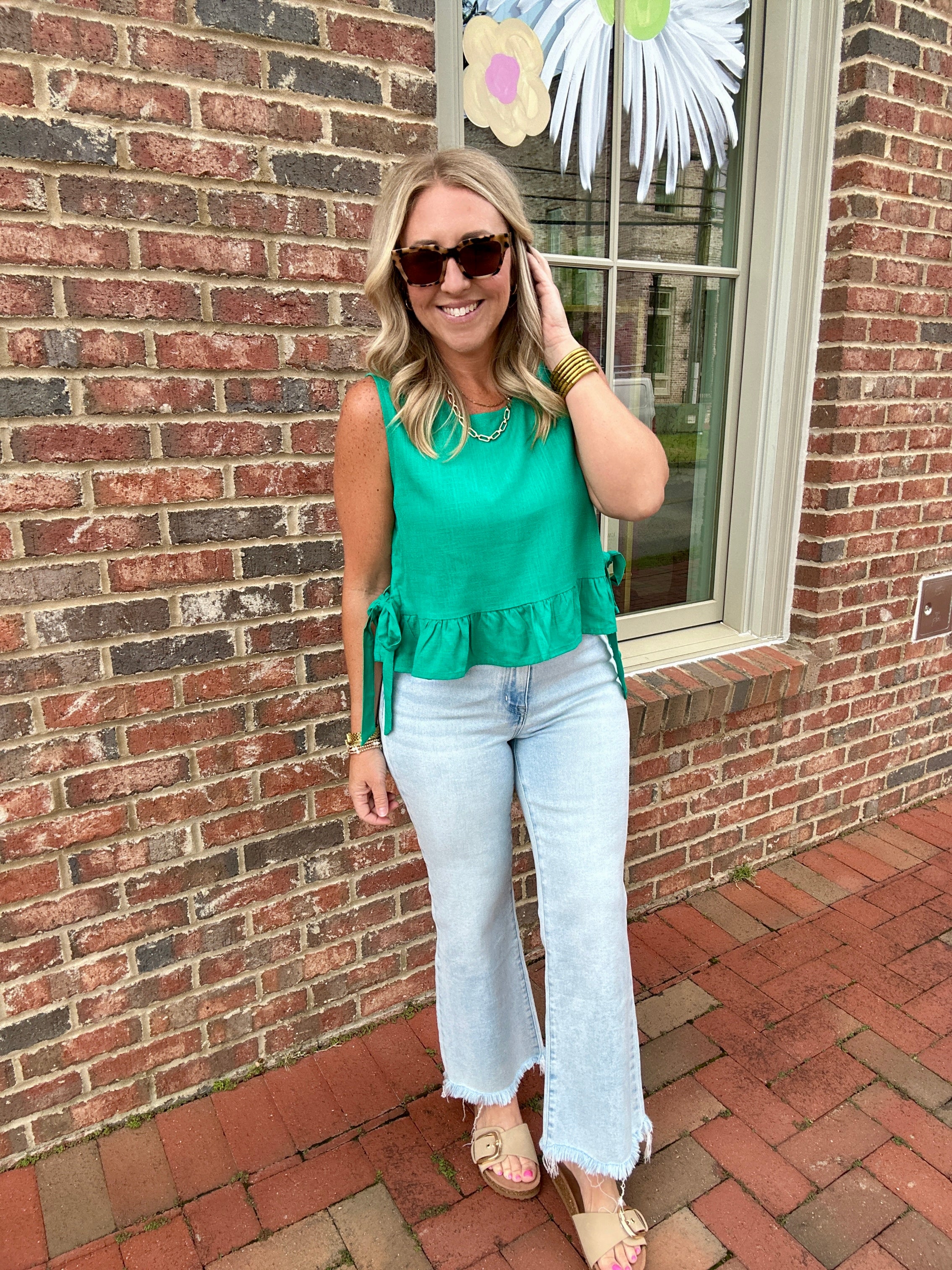 Kinda Jealous Linen Tie Detail Sleeveless Top