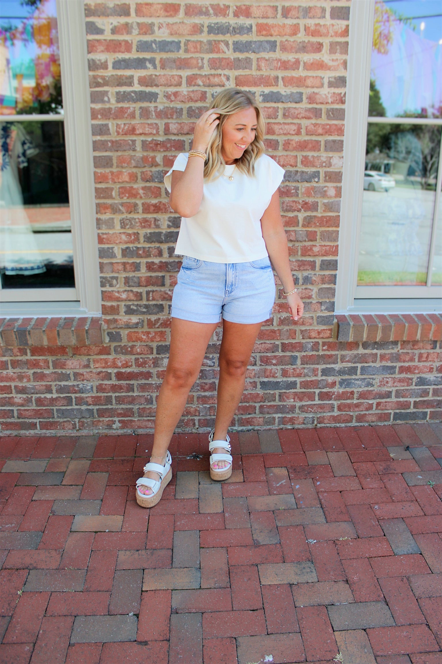 Life is Great Short Sleeve Top in Off White
