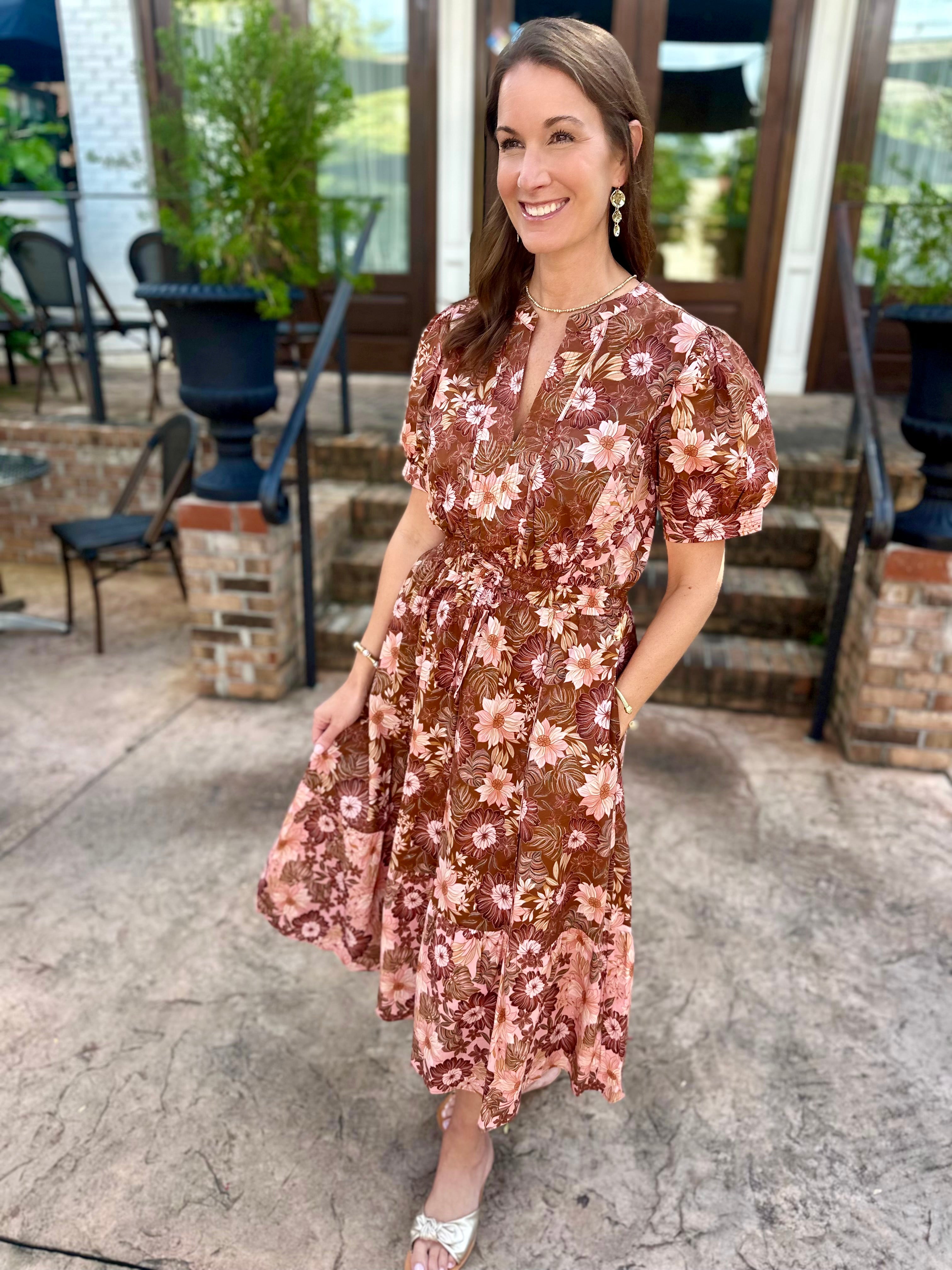 Chesnutt Charm Floral Midi Dress