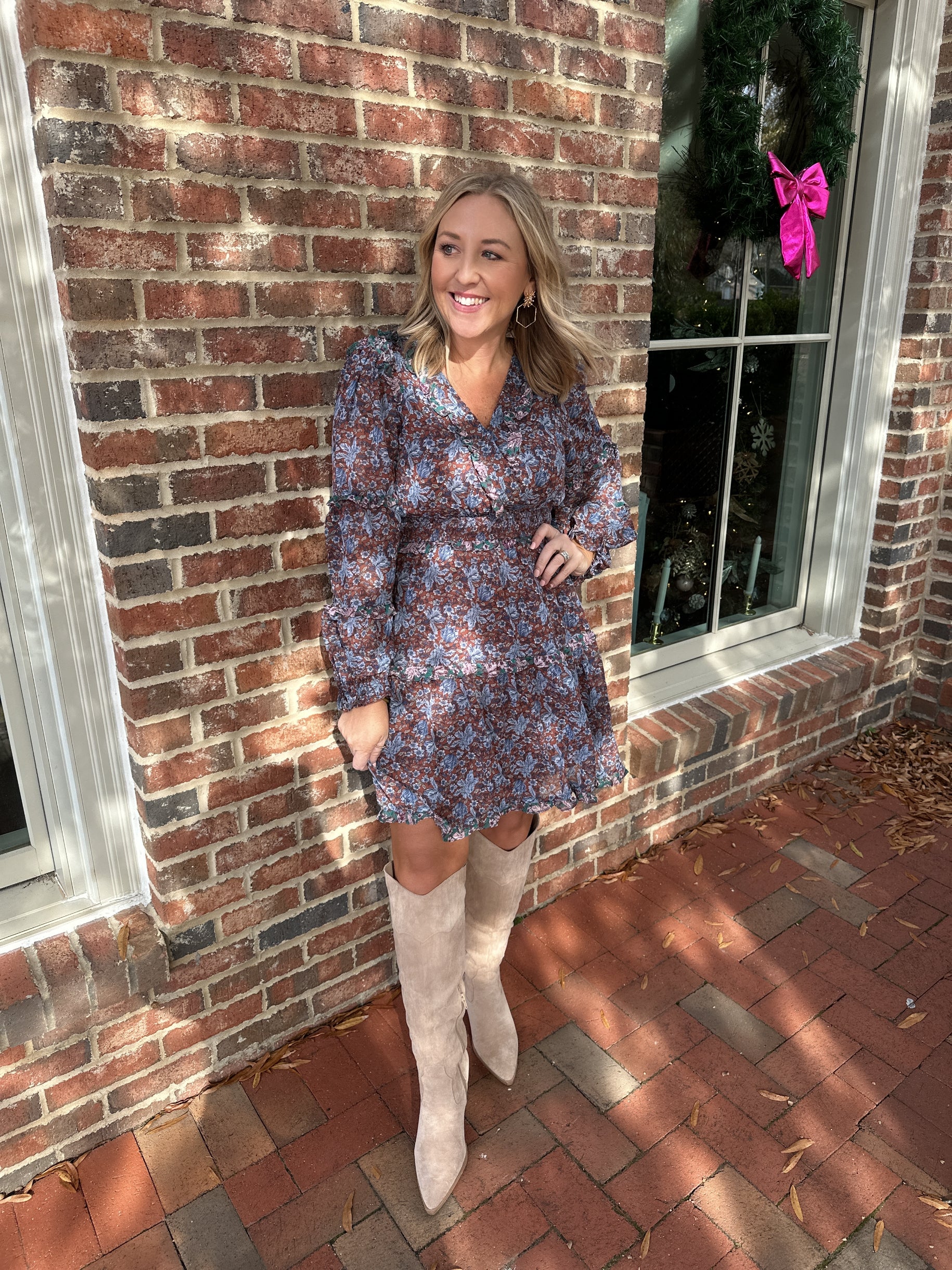 Fancy Like Floral Tiered V-neck Mini Dress