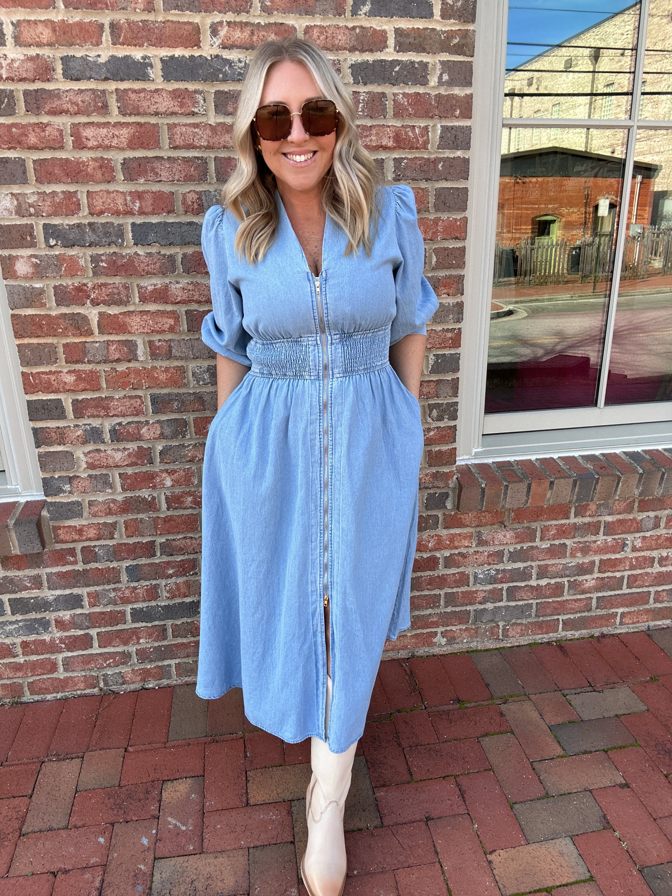 See It Right Now Denim Maxi Dress