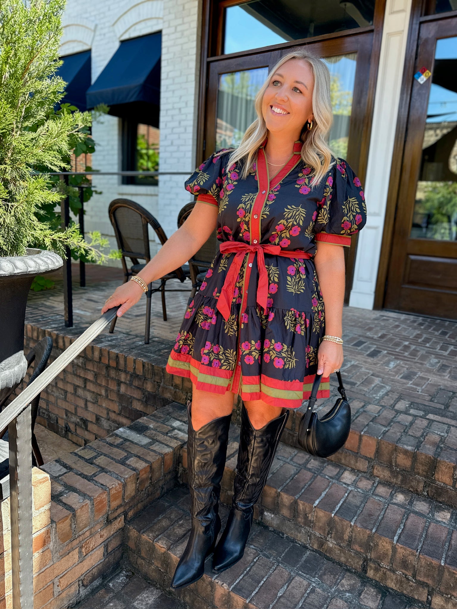 Eloise Button Down Belted Floral Mini Dress