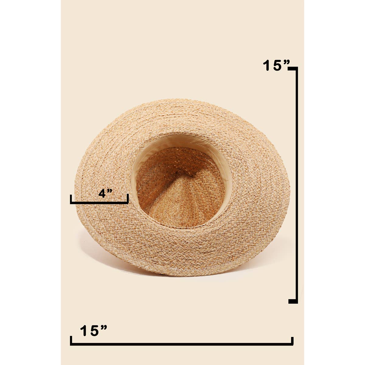 Straw Braid Flat Brim Sun Hat: Tan
