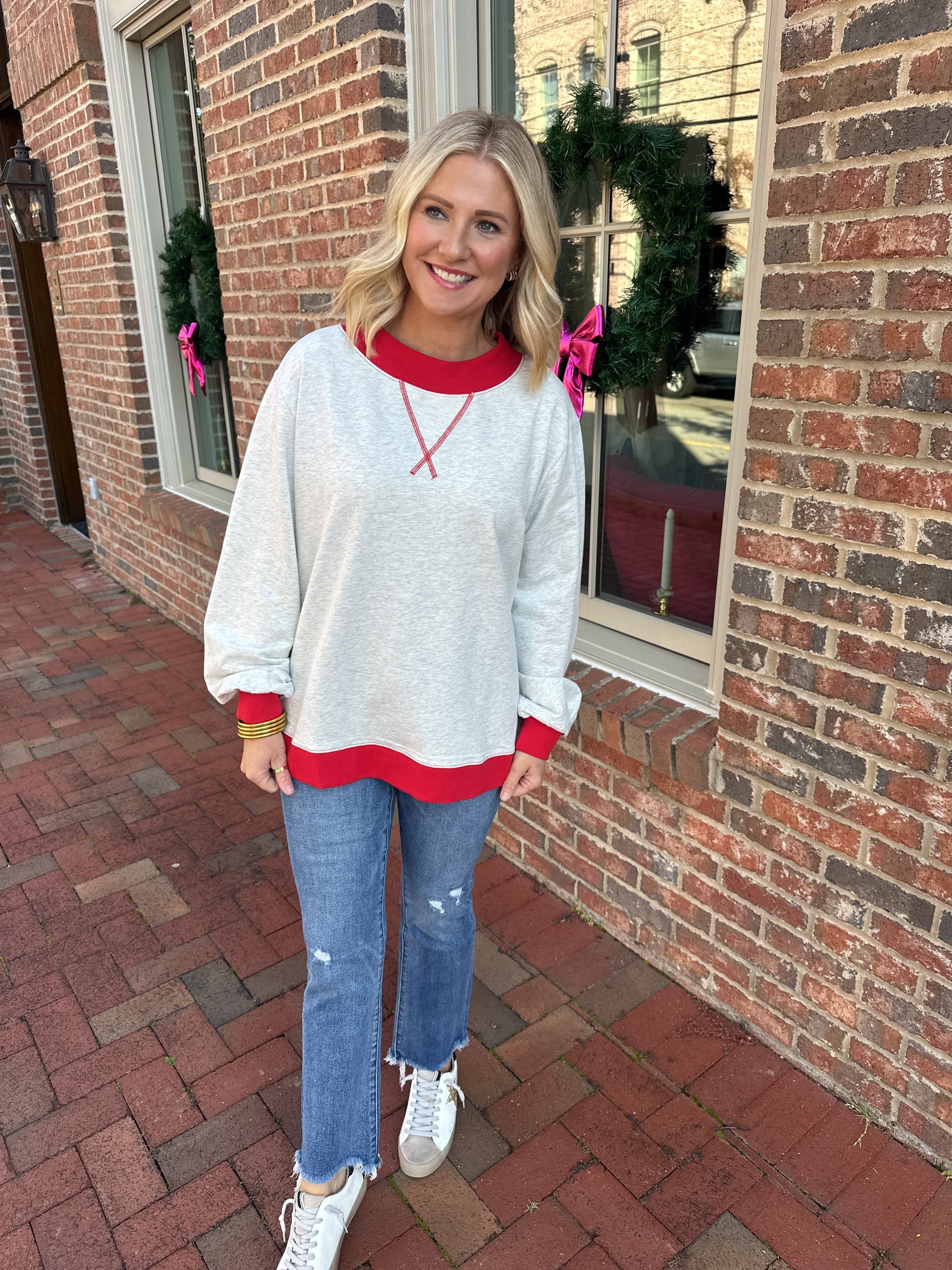 Good Day Color Block Mock Neck Sweater