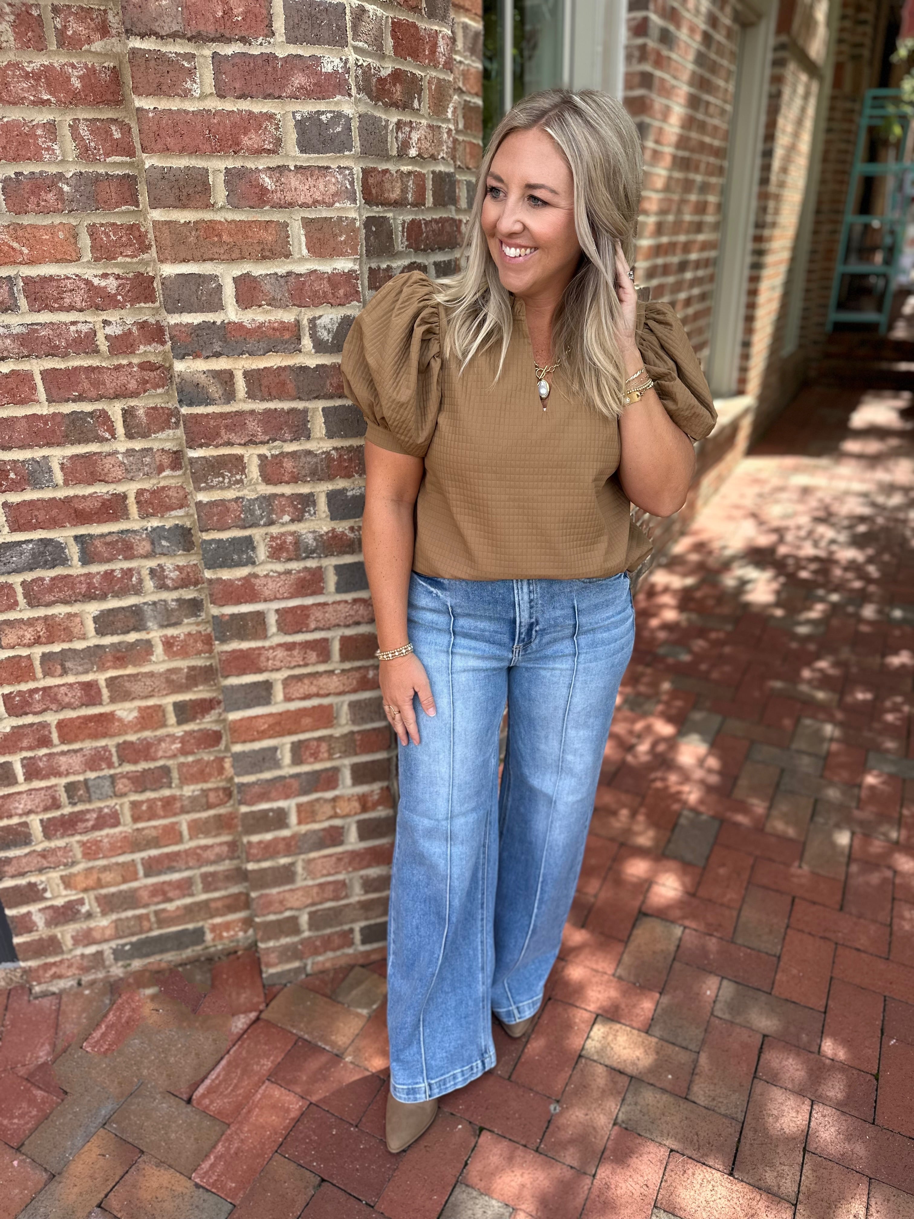 Ava High Waist Wide Leg Pintuck Detailed Jeans