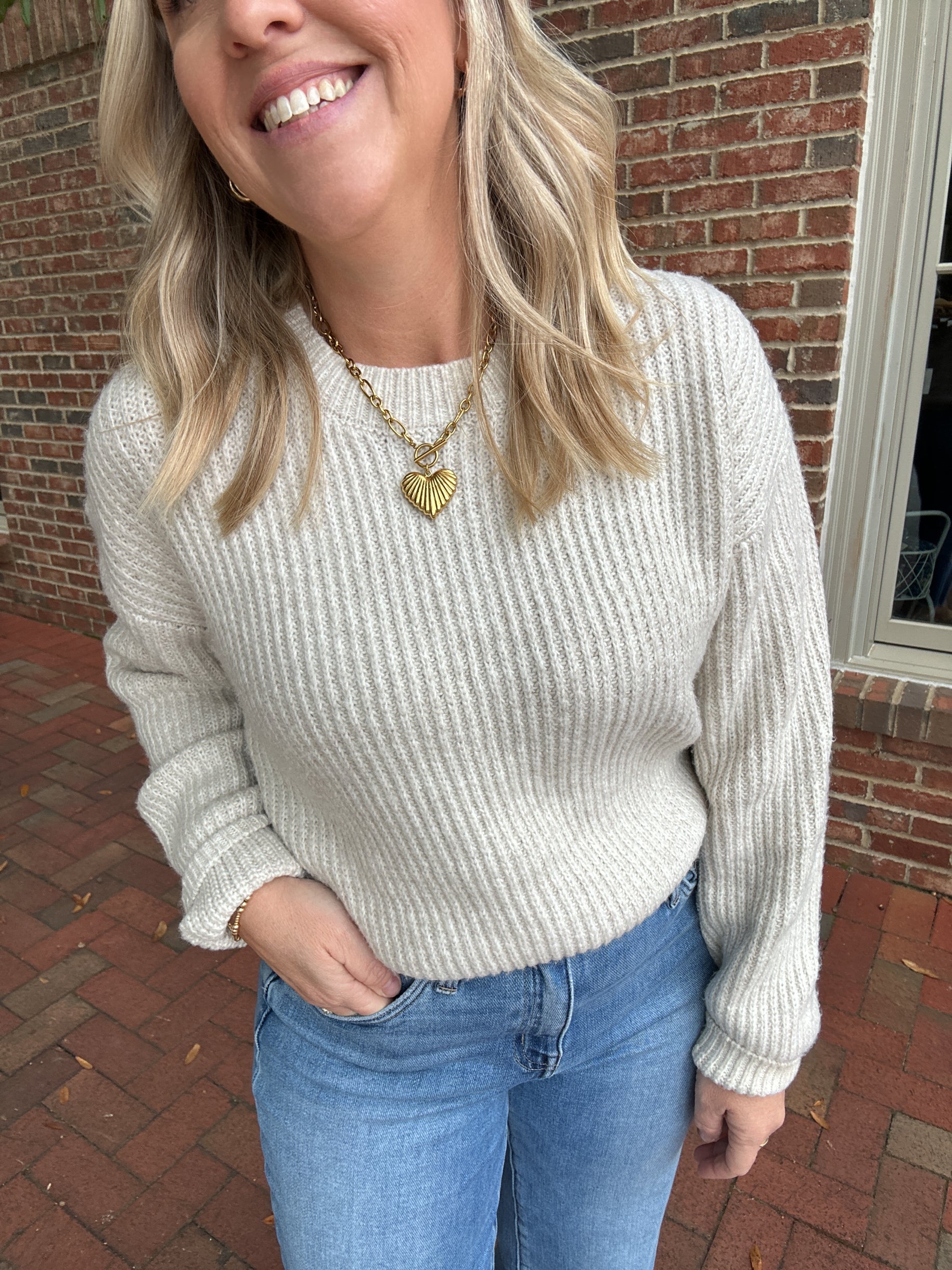 All Through the Years Ribbed Crew Neck Sweater