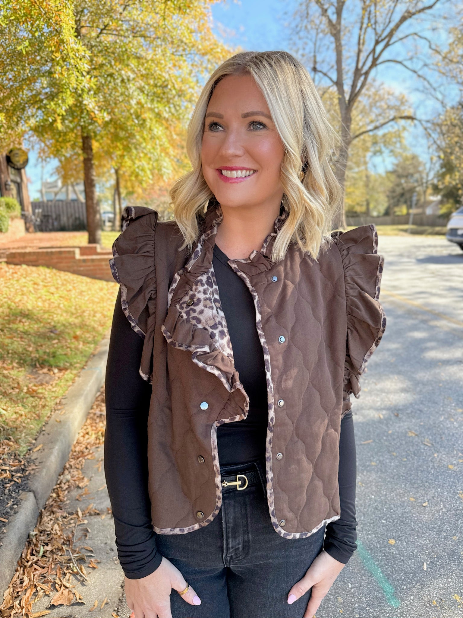 Just My Type Leopard Quilted Vest