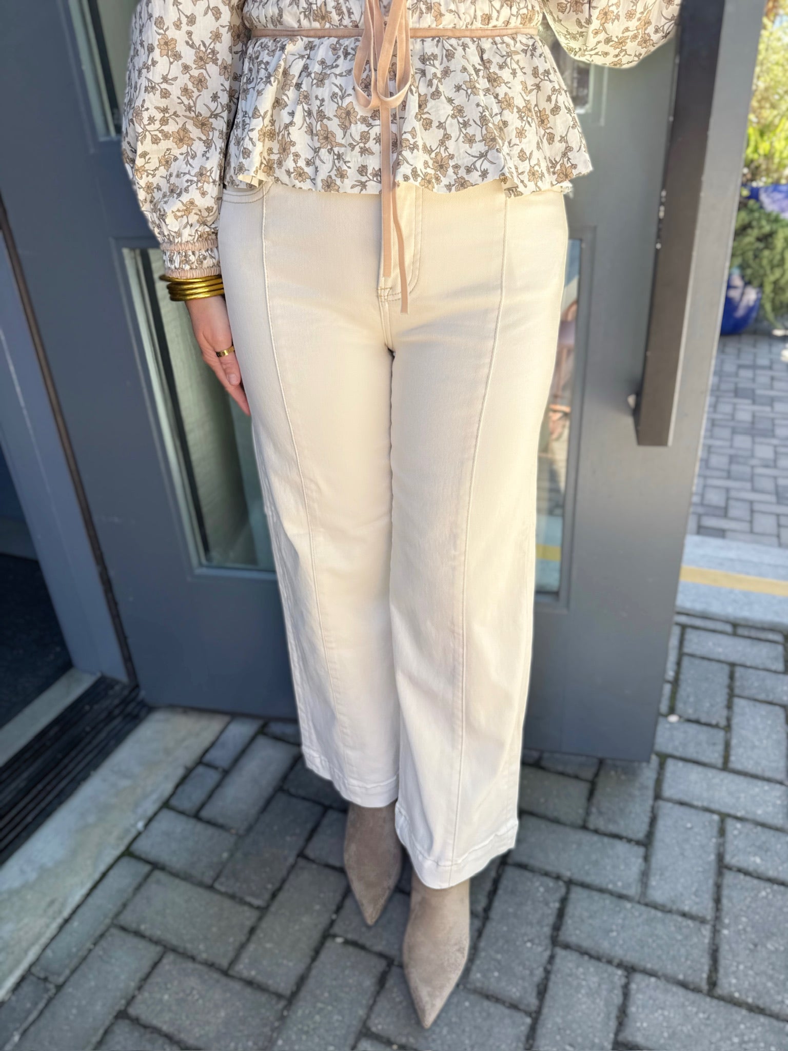 I Can’t Get Enough Wide Crop High Rise Jeans in Ivory