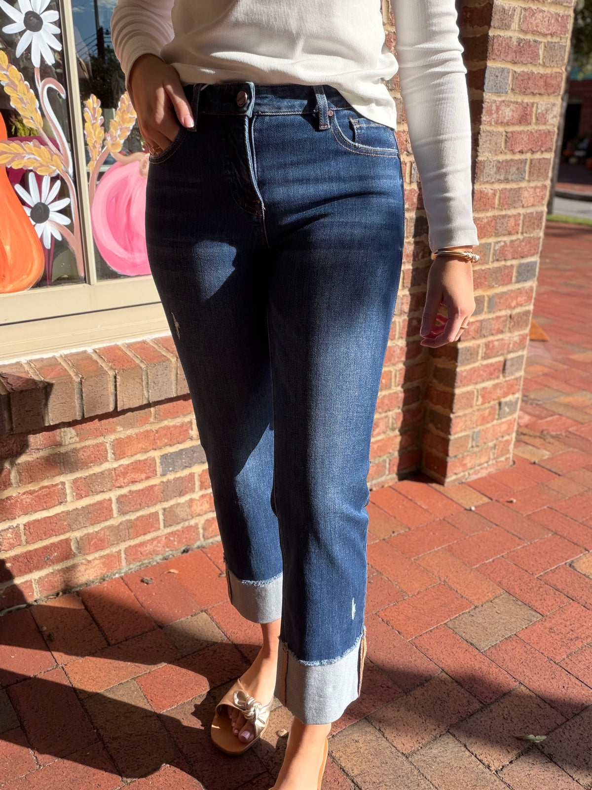 Charlie Mid Rise Cropped Dark Wash Jeans