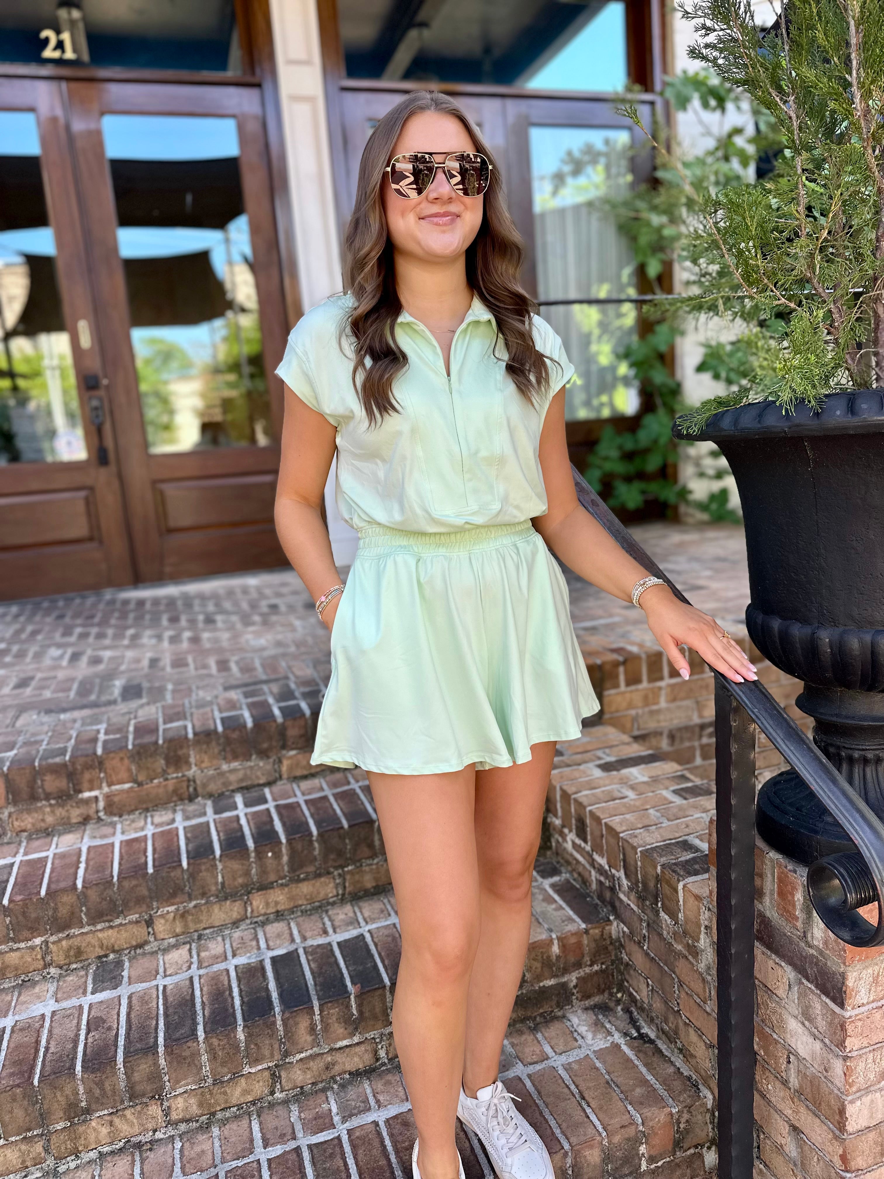 Last Call For Me Butter Soft Collar Tennis Romper
