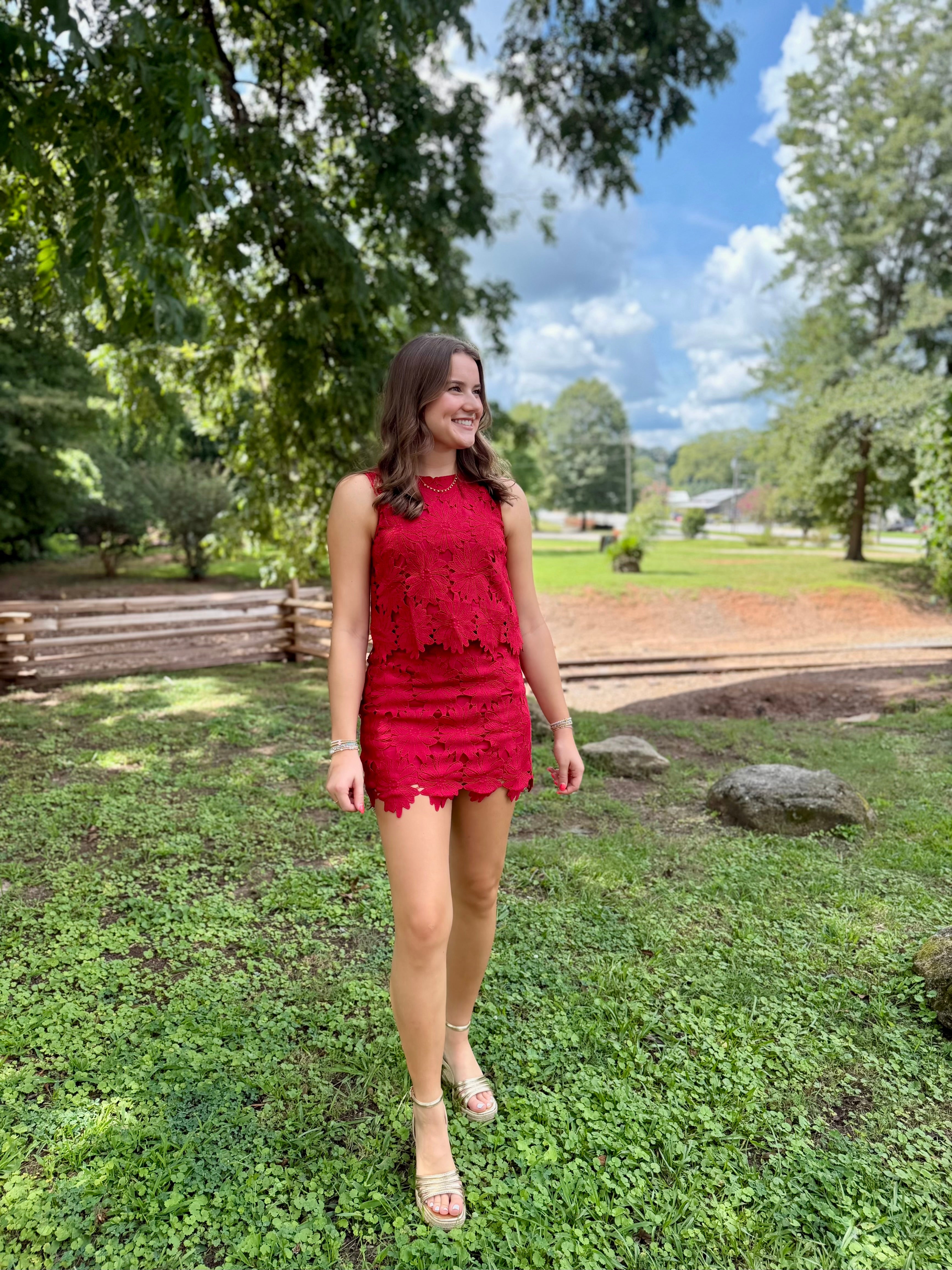 The Favorite Crimson Laced Tank Top