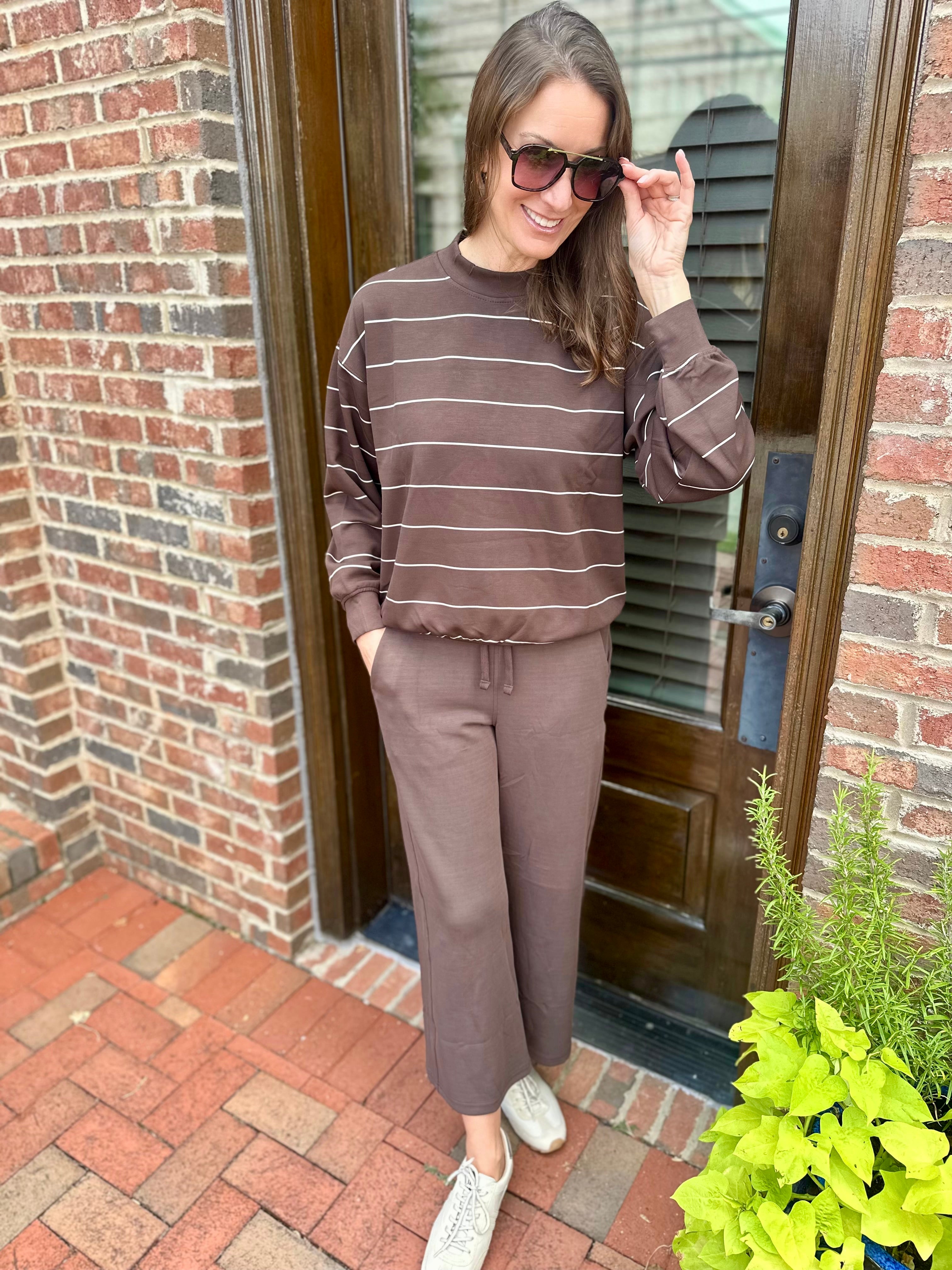 Cozy Espresso Cropped Wide Leg Pants