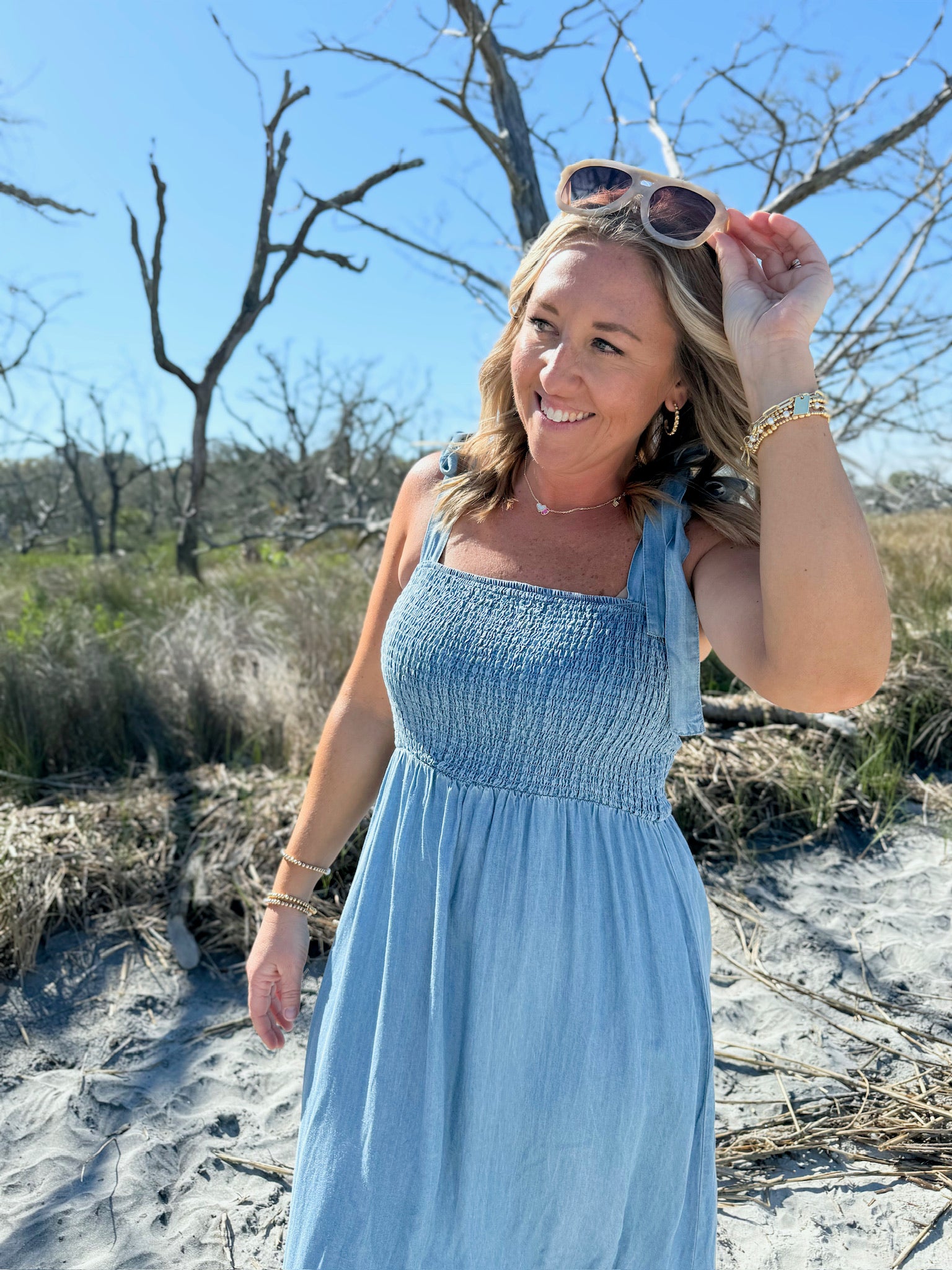 Love Me Now Chambray Tie Strap Maxi Dress