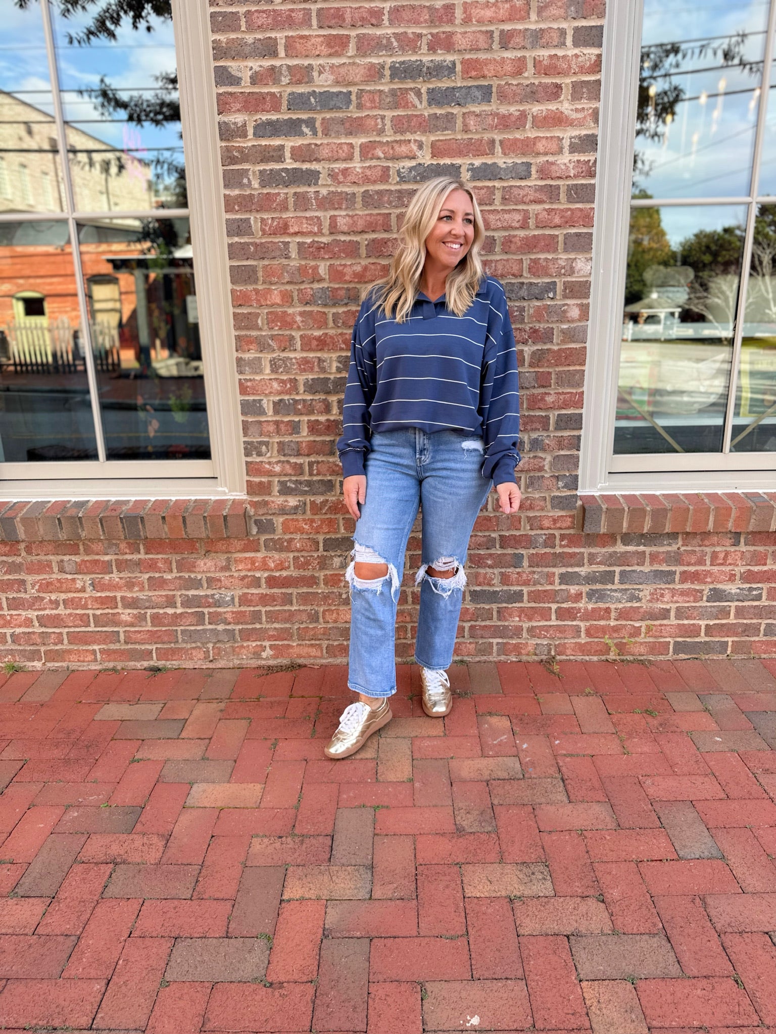 She Drives Away Modal Striped Long Sleeve Top