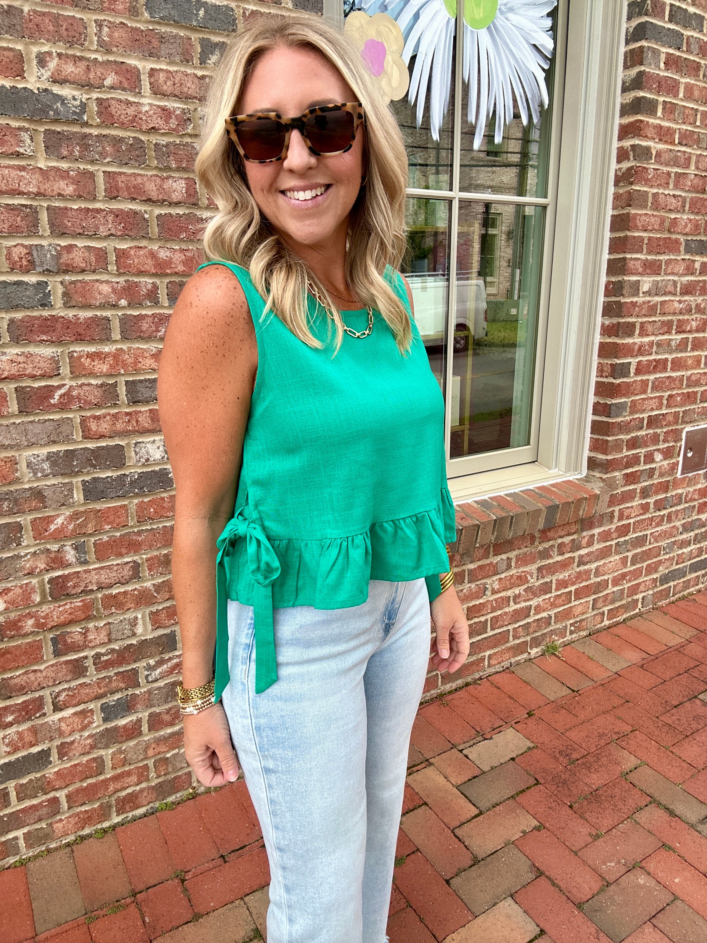 Kinda Jealous Linen Tie Detail Sleeveless Top