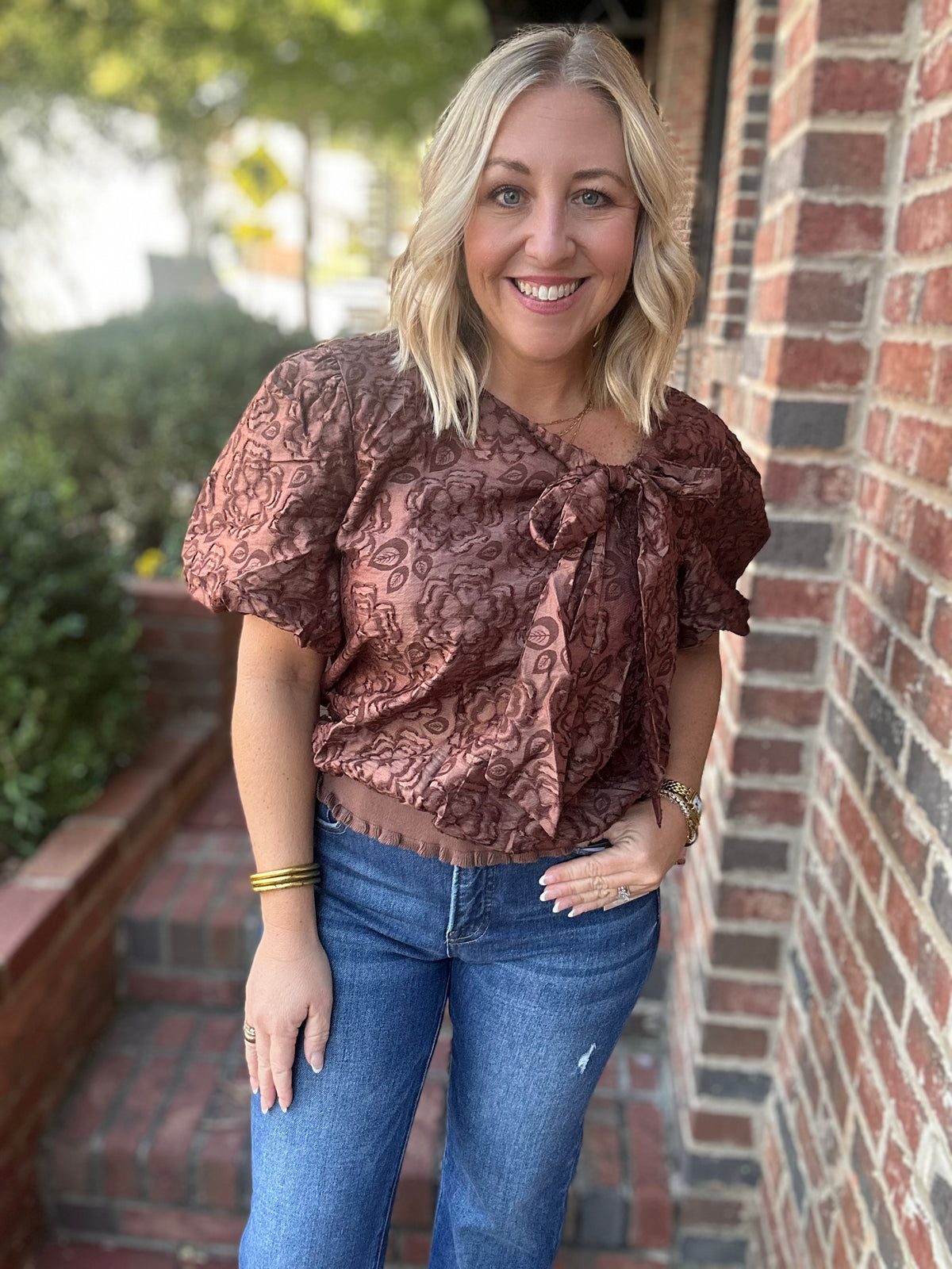 Millie Floral Blouse With Tie