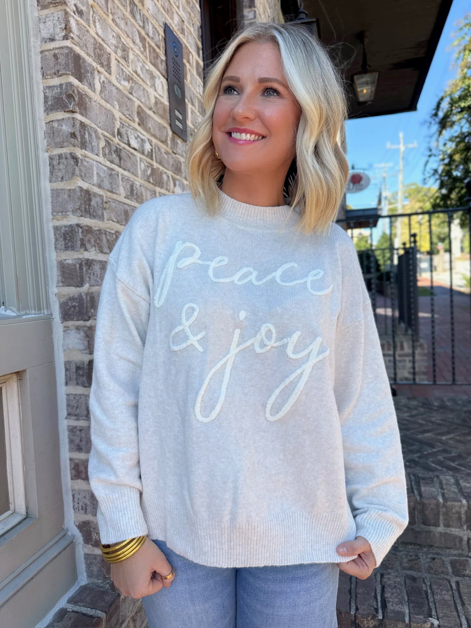 Peace and Joy Mock Neck Sweater