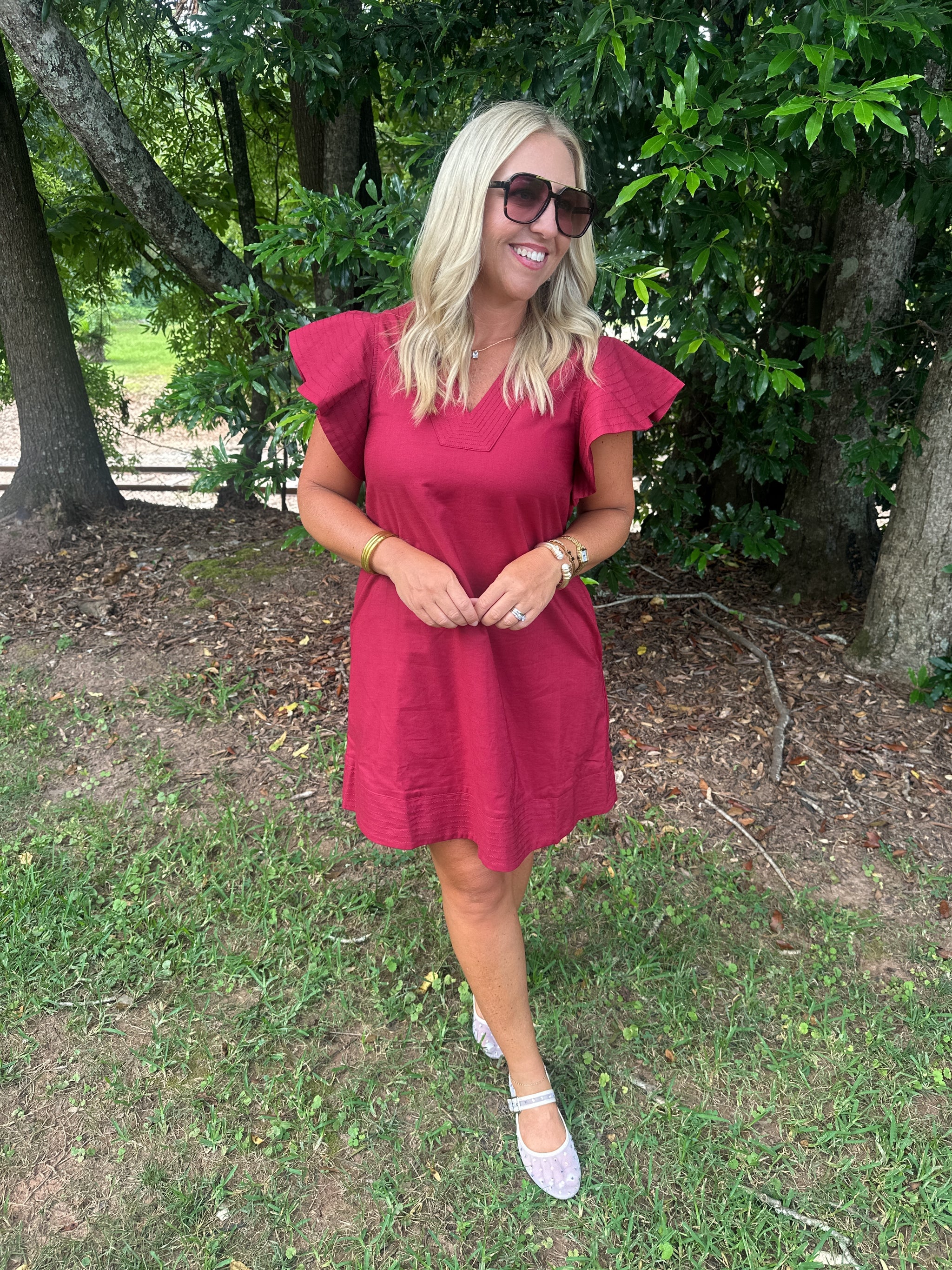 Wine About It Mini Dress with Flutter Sleeves