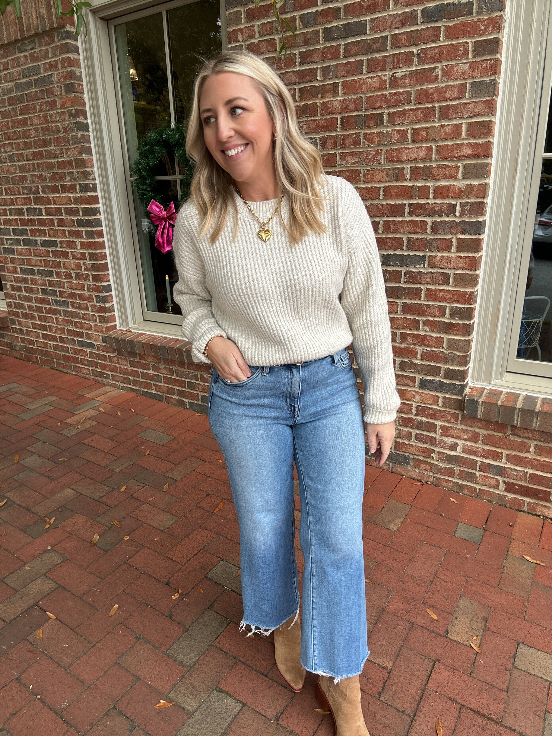 All Through the Years Ribbed Crew Neck Sweater