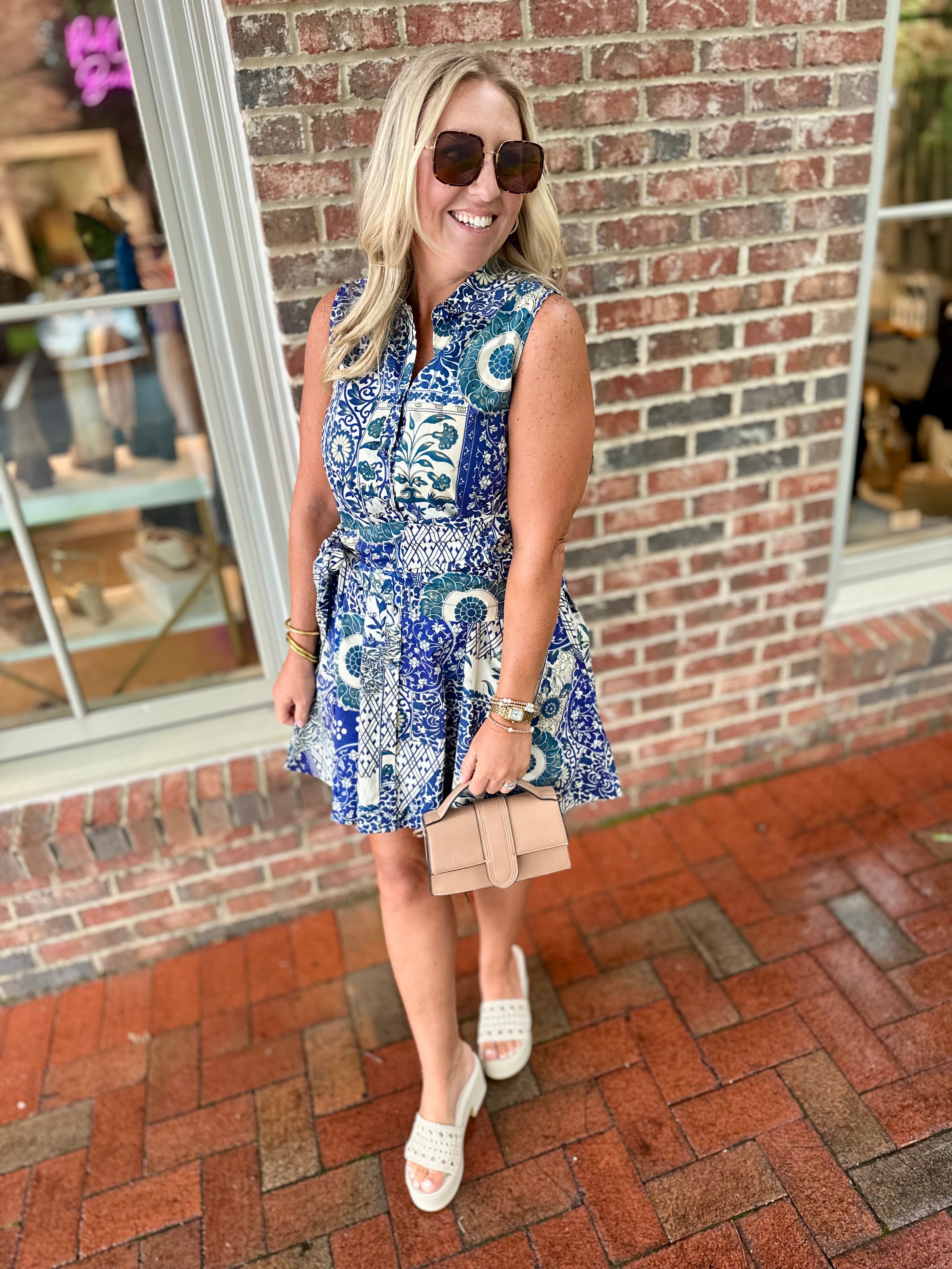 Fresh Start Floral Mini Dress with Tied Waist