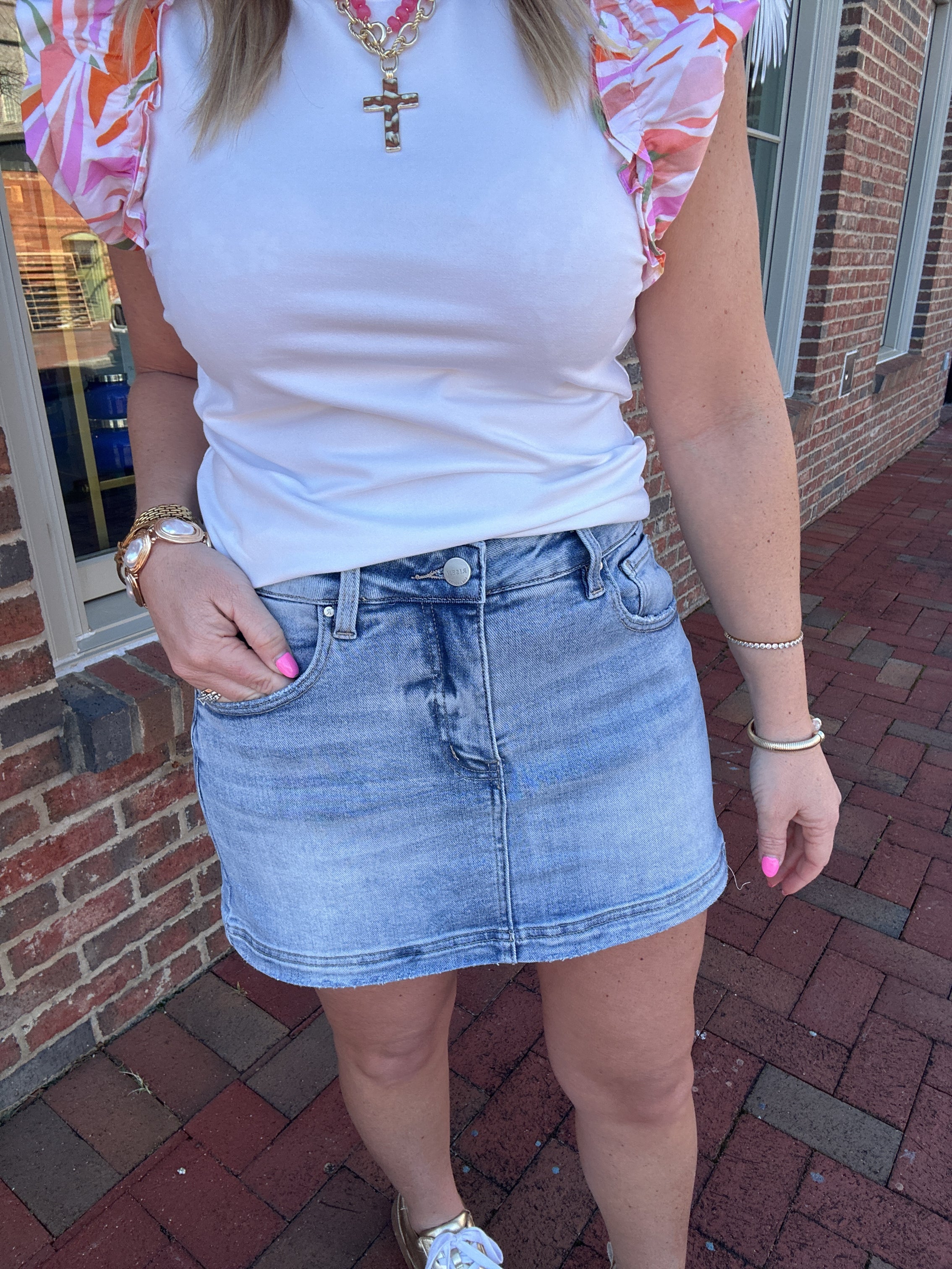 Sure Be Cool Denim High Rise Skort