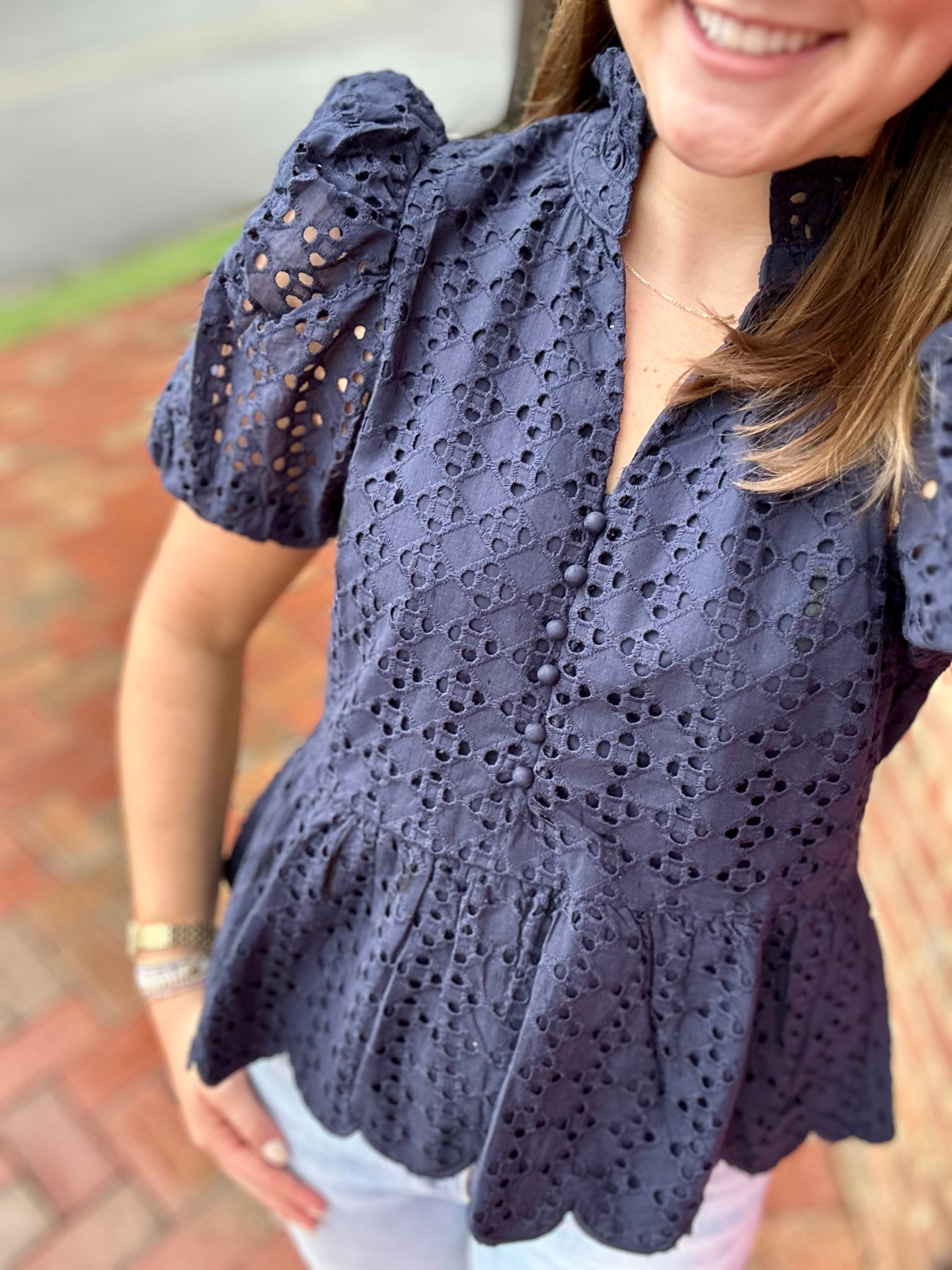 Chasing Dream Eyelet Top