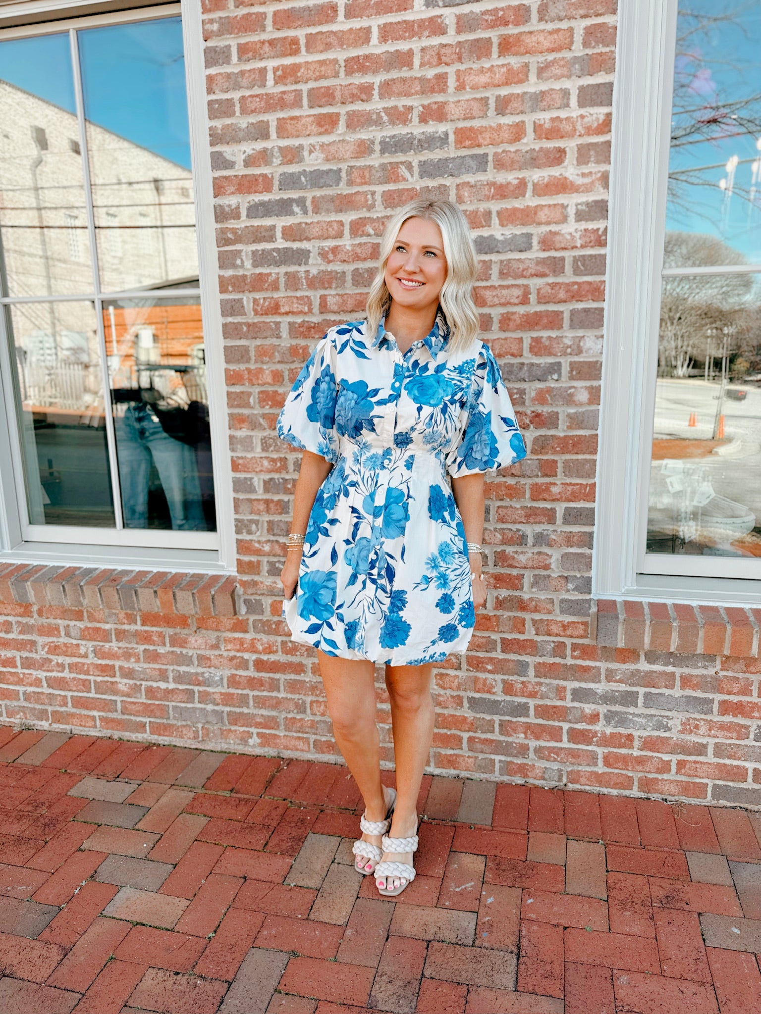 Something in the Blue Button Down Bubble Mini Dress