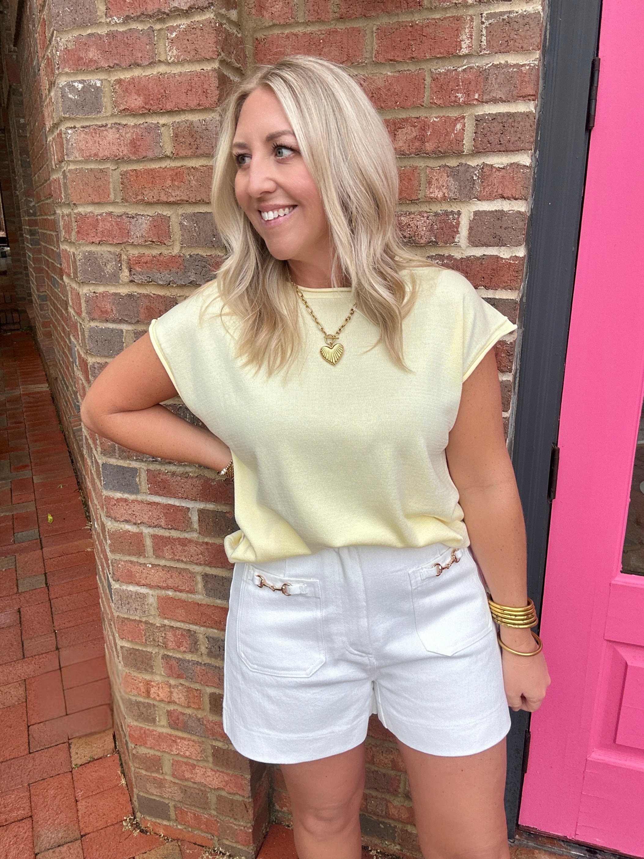 Rethink Some Things Knit Sleeveless Top in Lemon