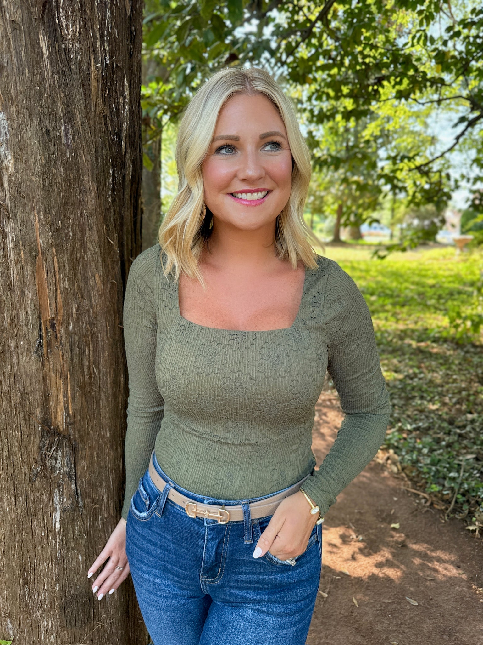 Heart of Fall Lace Squared Neck Blouse