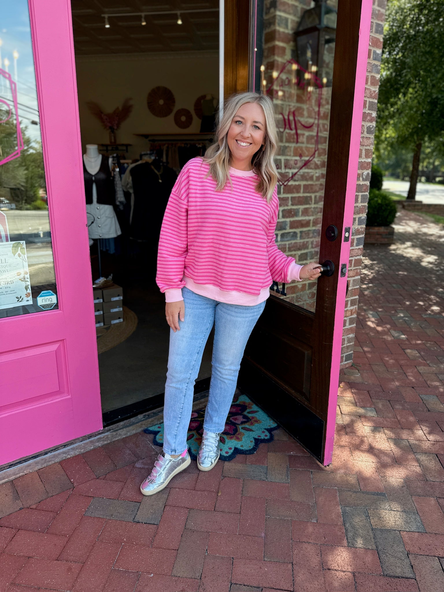 Happening Again Striped Oversized Sweatshirt