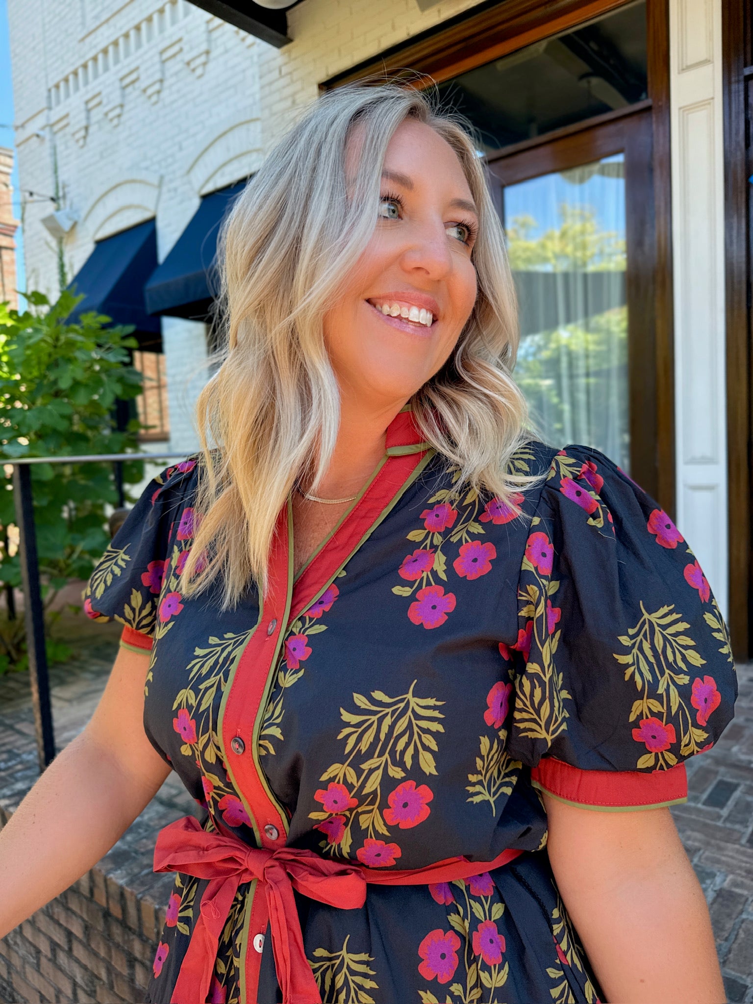 Eloise Button Down Belted Floral Mini Dress